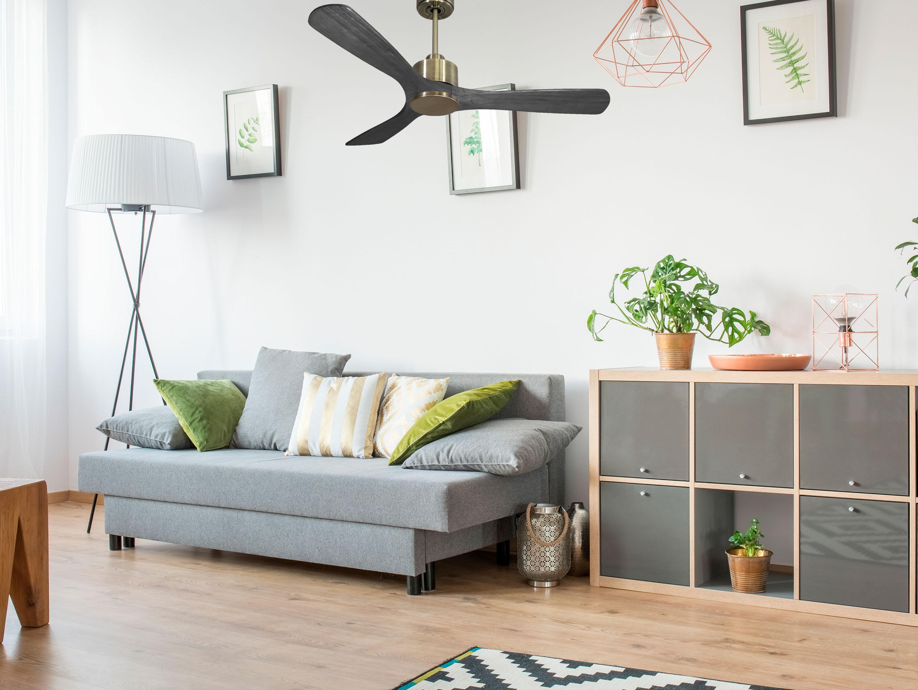 Ventilatore da soffitto Reversibile Termostato Wifi Motore CC Tetti inclinati Telecomando Hypersilence Memoria