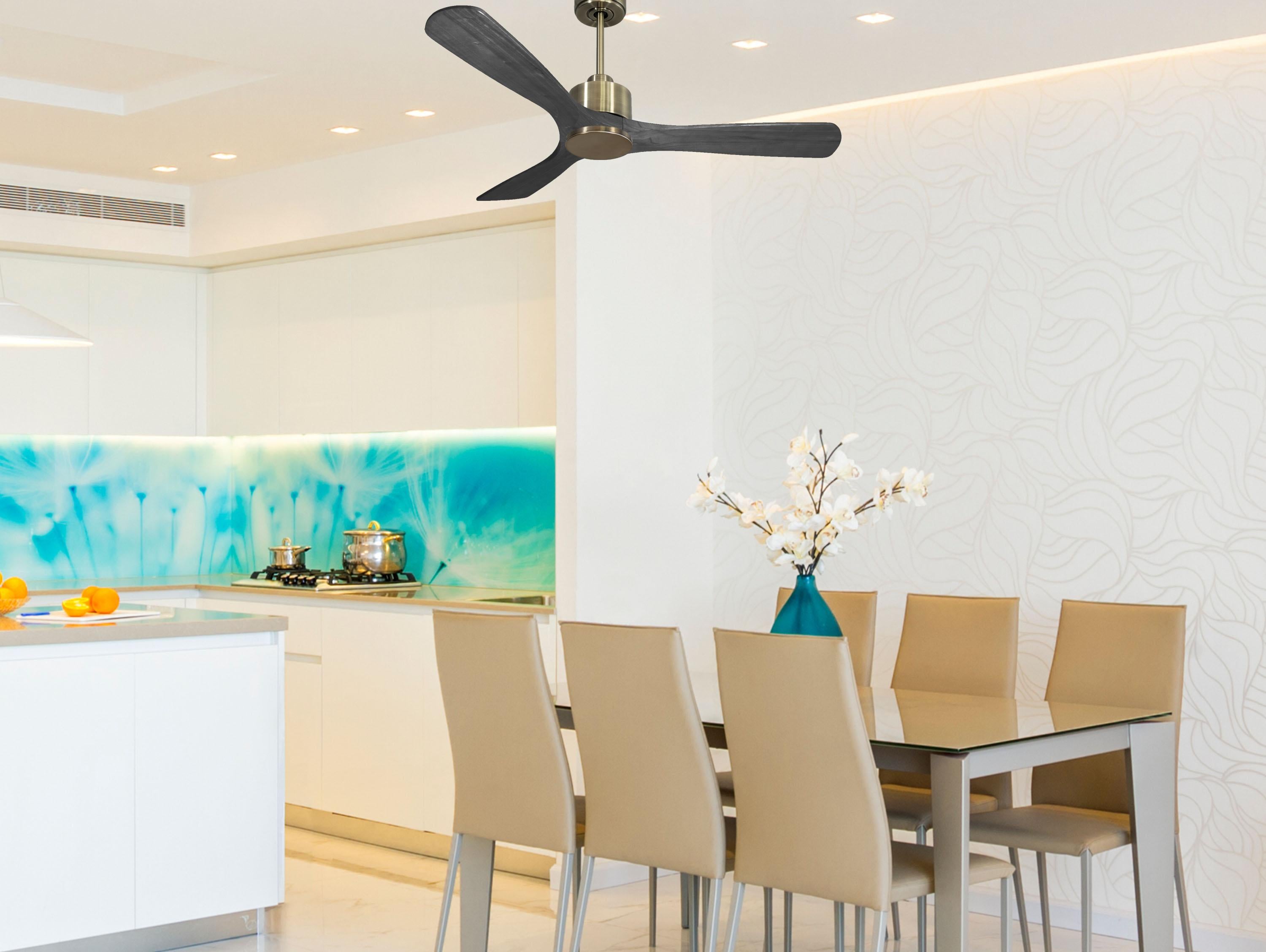 Ventilatore da soffitto Reversibile Termostato Wifi Motore CC Tetti inclinati Telecomando Hypersilence Memoria