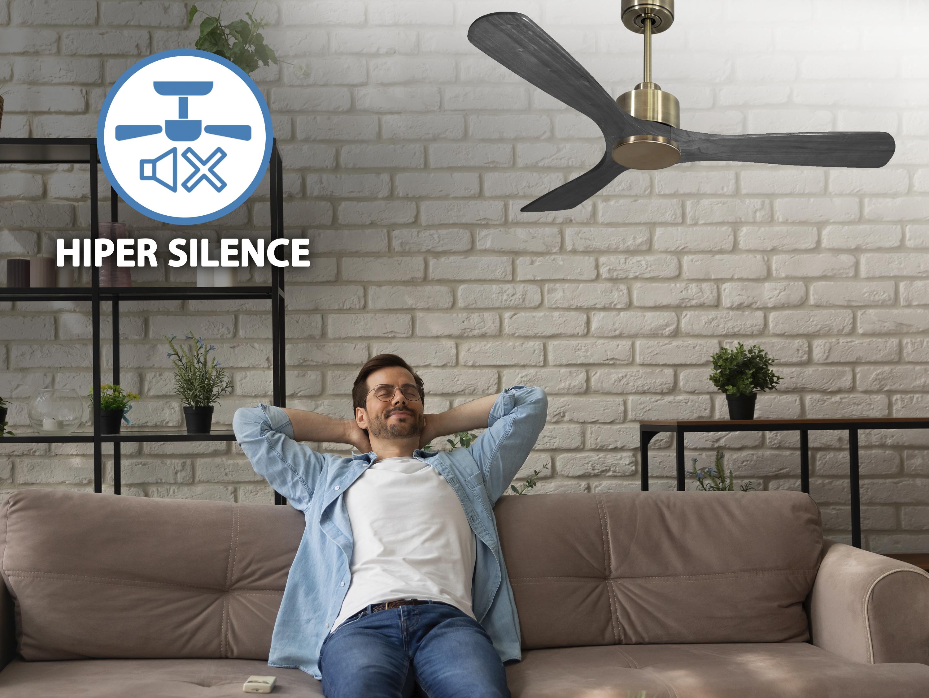 Ventilatore da soffitto Reversibile Termostato Wifi Motore CC Tetti inclinati Telecomando Hypersilence Memoria