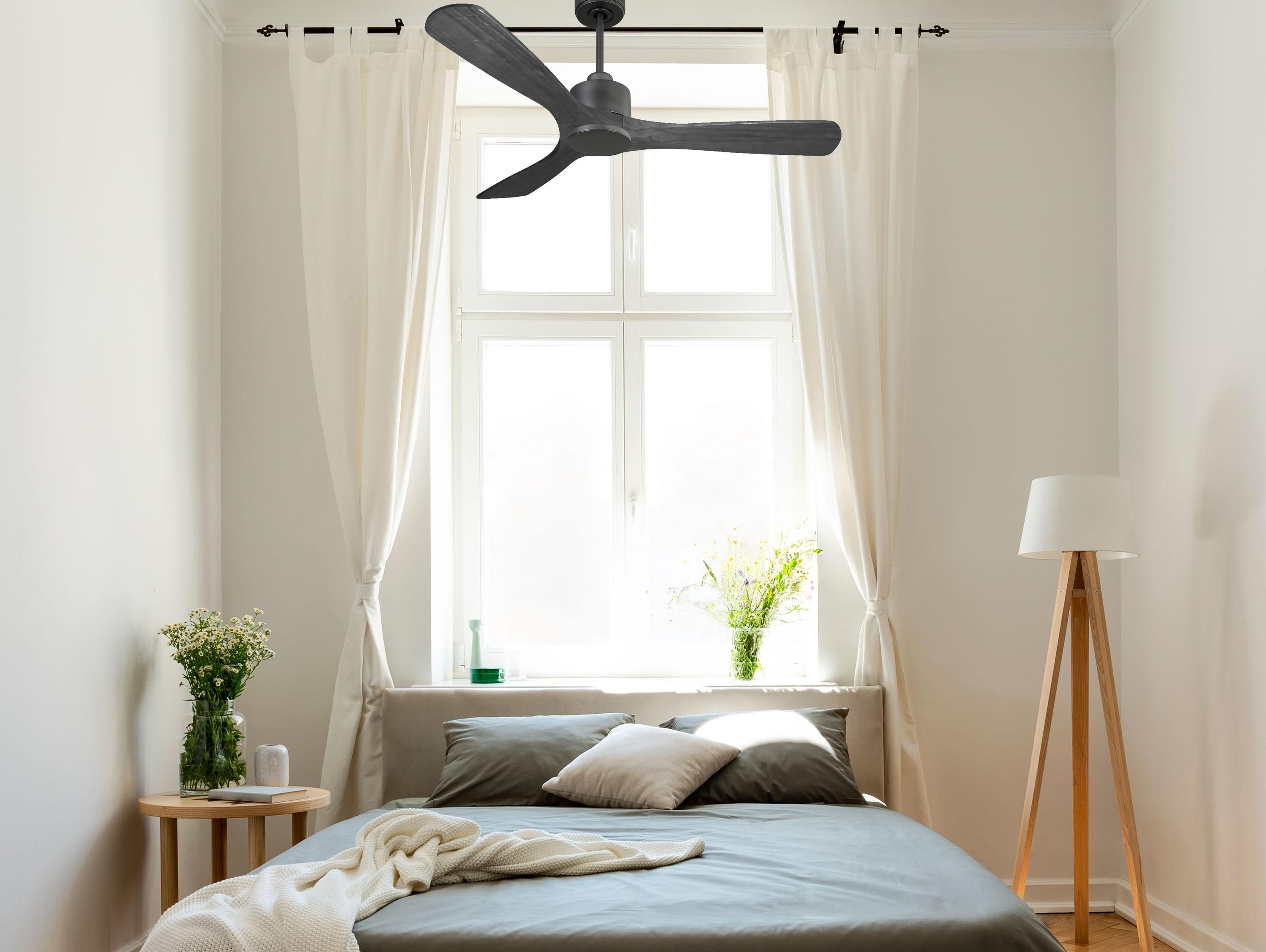 Ventilatore da soffitto Reversibile Termostato Wifi Motore CC Tetti inclinati Telecomando Hypersilence Memoria