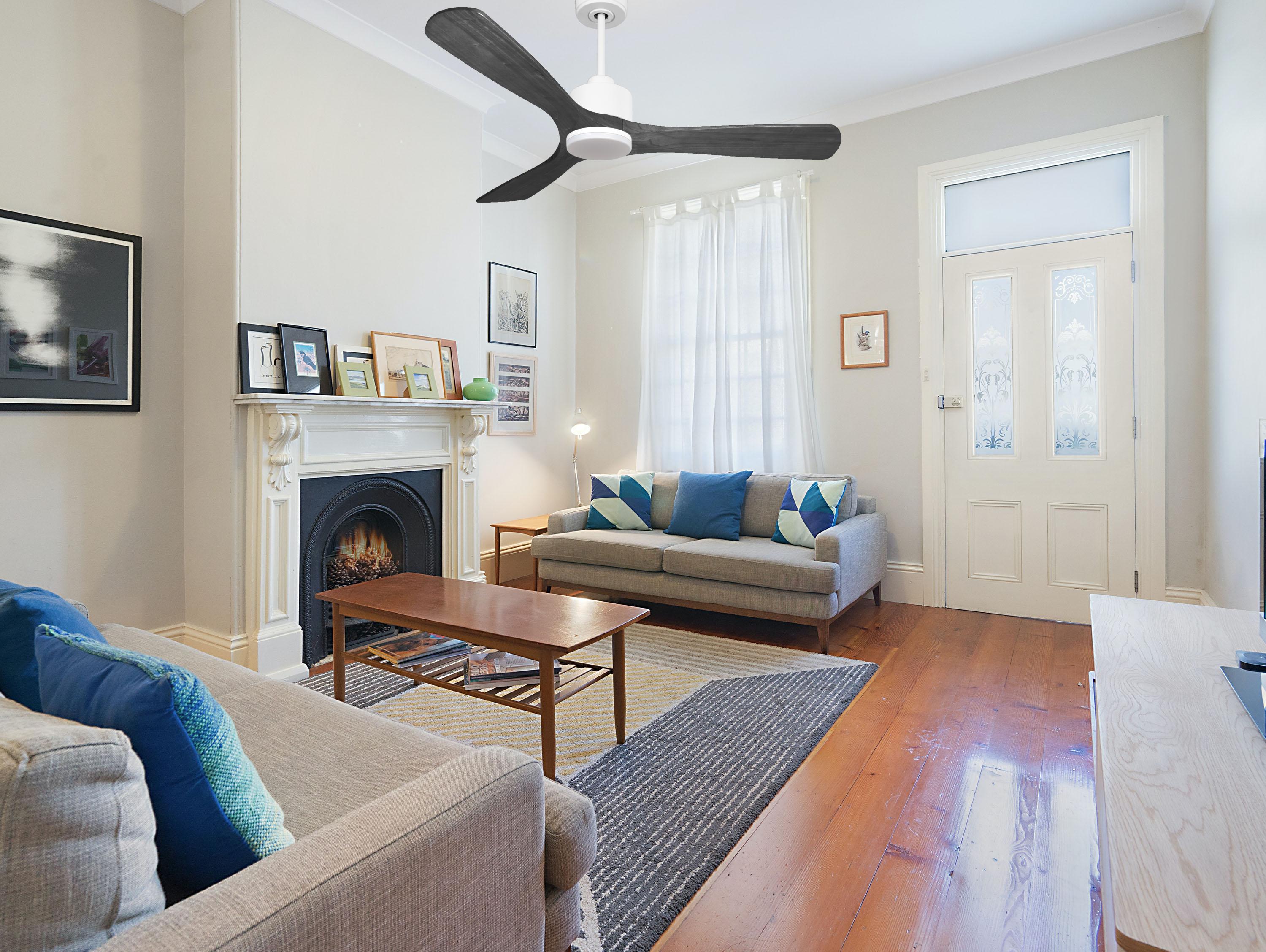 Ventilatore da soffitto Reversibile Termostato Dimmabile Wifi Motore CC Tetti inclinati Telecomando Luce a tre toni Hypersilence Memoria