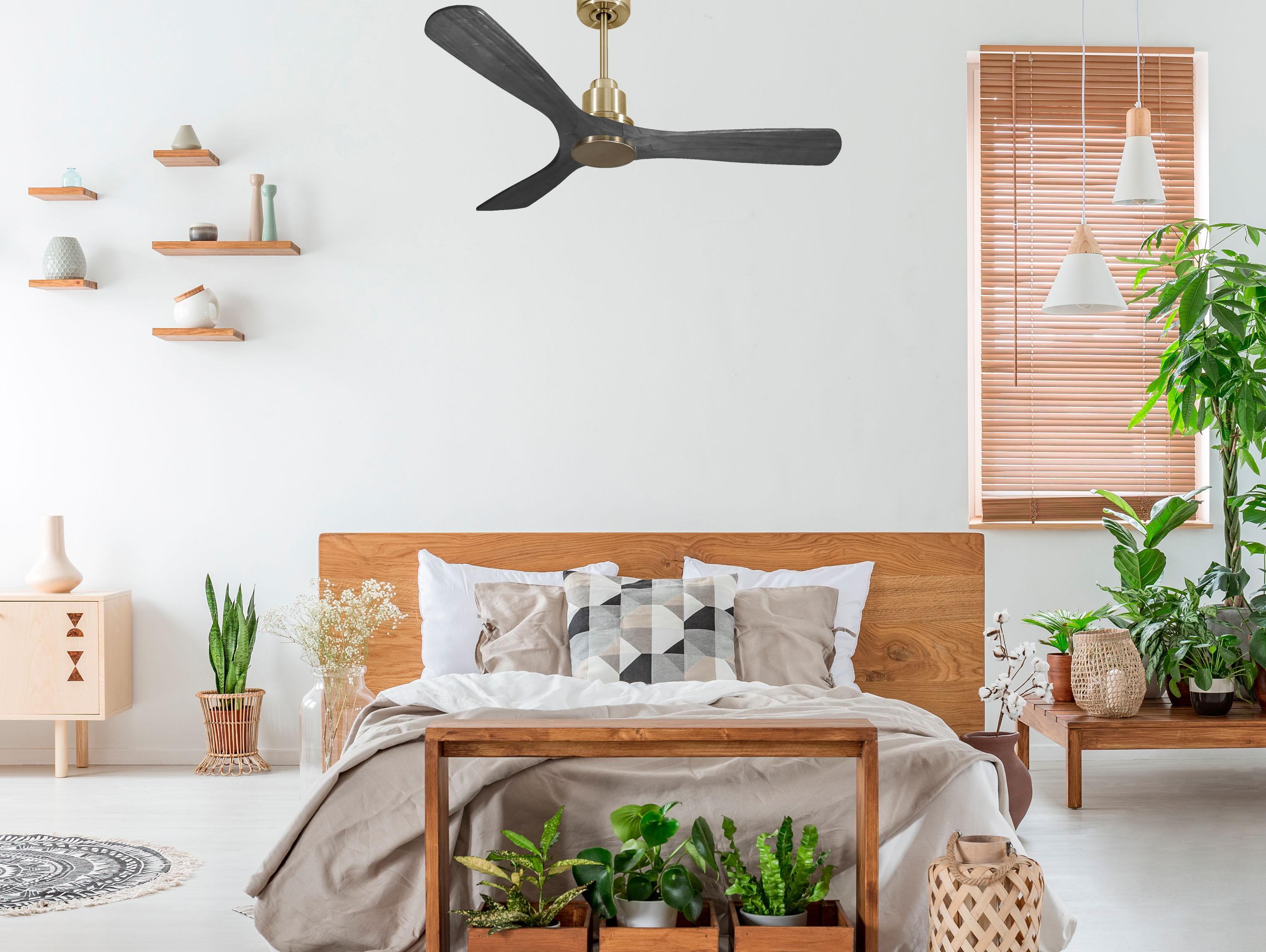 Ventilatore da soffitto Reversibile Termostato Wifi Motore CC Tetti inclinati Telecomando Hypersilence Memoria