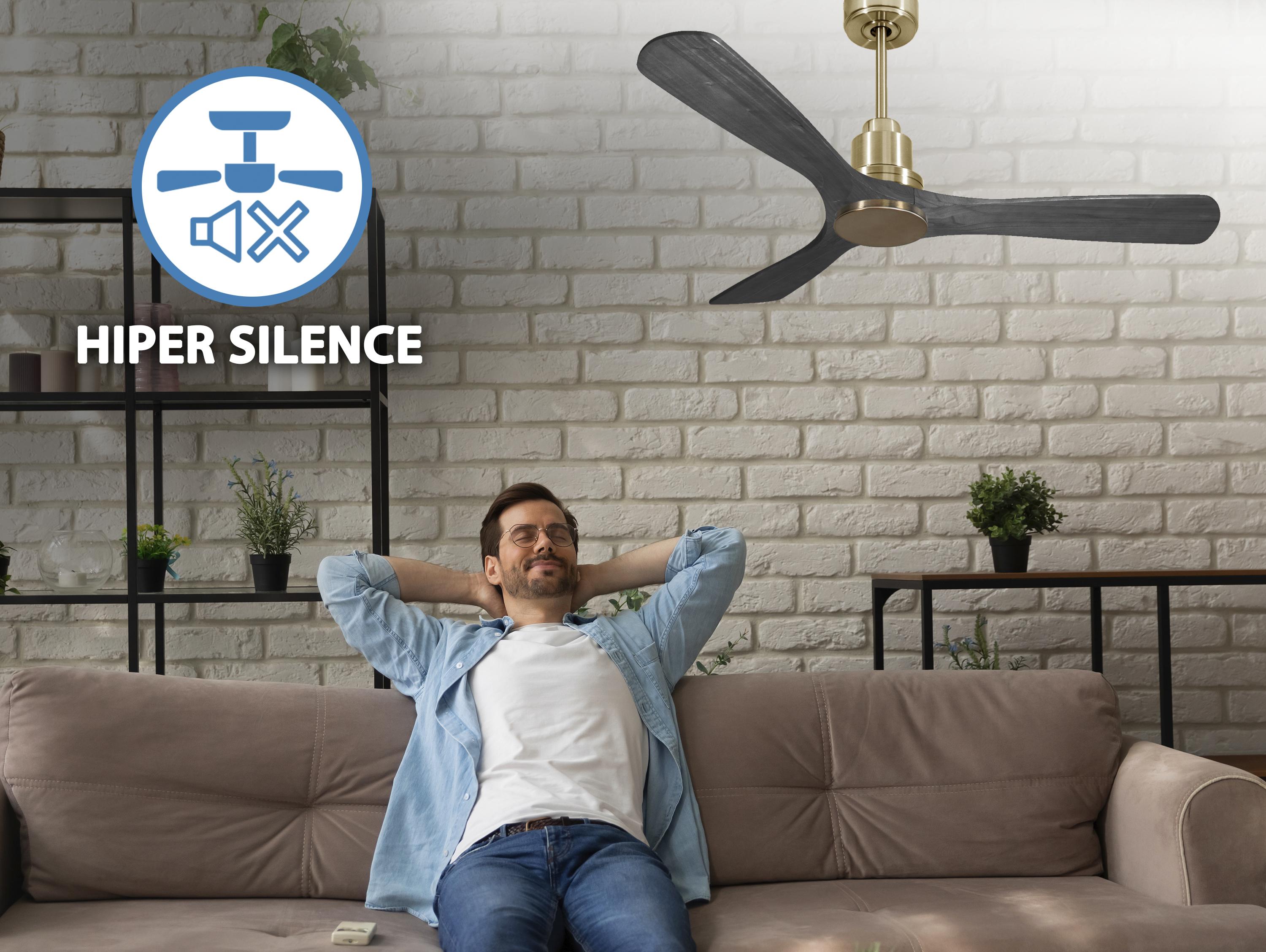 Ventilatore da soffitto Reversibile Termostato Wifi Motore CC Tetti inclinati Telecomando Hypersilence Memoria