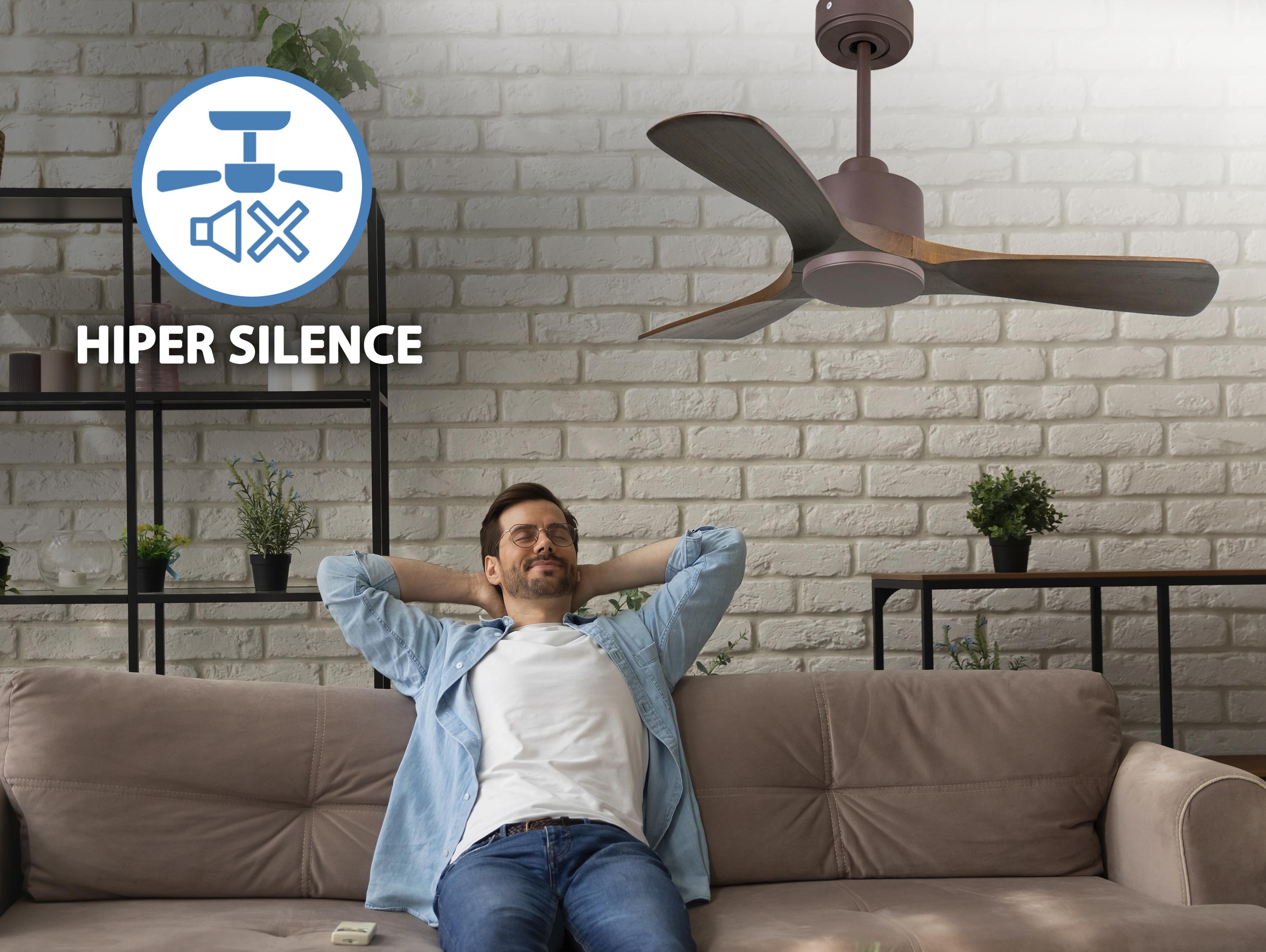 Ventilatore da soffitto Reversibile Termostato Wifi Motore CC Tetti inclinati Telecomando Hypersilence Memoria