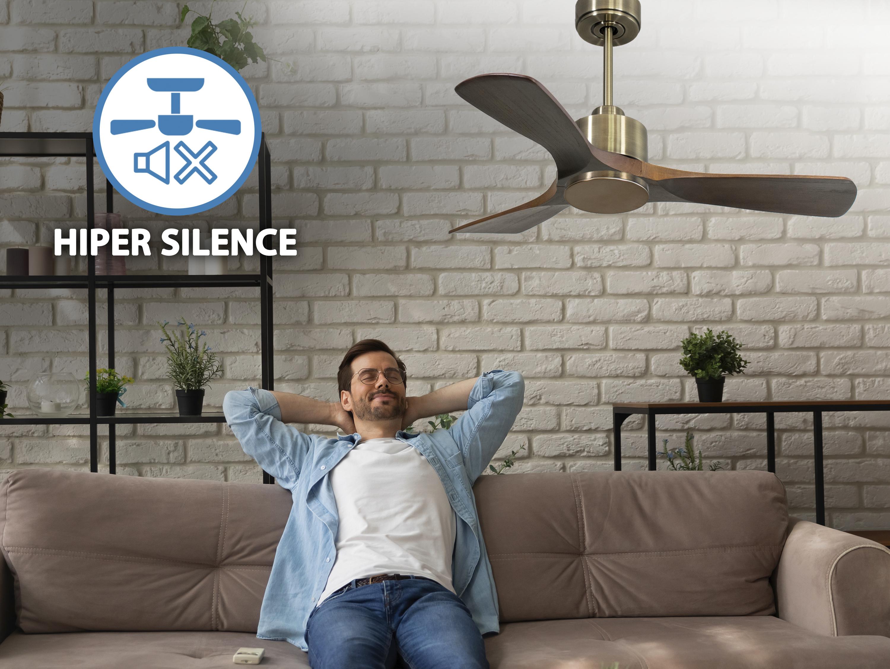 Ventilatore da soffitto Reversibile Termostato Wifi Motore CC Tetti inclinati Telecomando Hypersilence Memoria