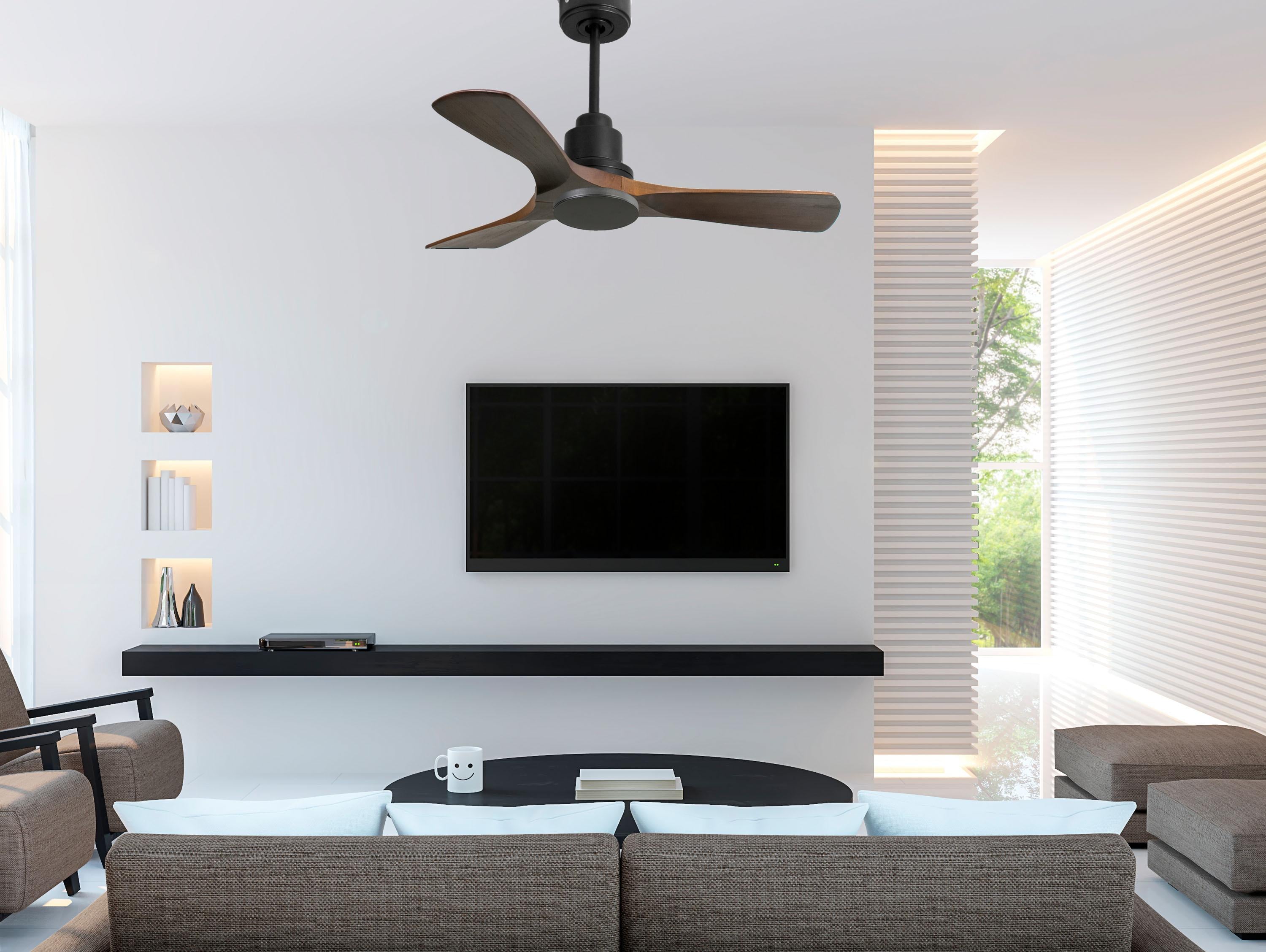 Ventilatore da soffitto Reversibile Termostato Wifi Motore CC Tetti inclinati Telecomando Hypersilence Memoria Shopify Vendible (AUTOMATICO)