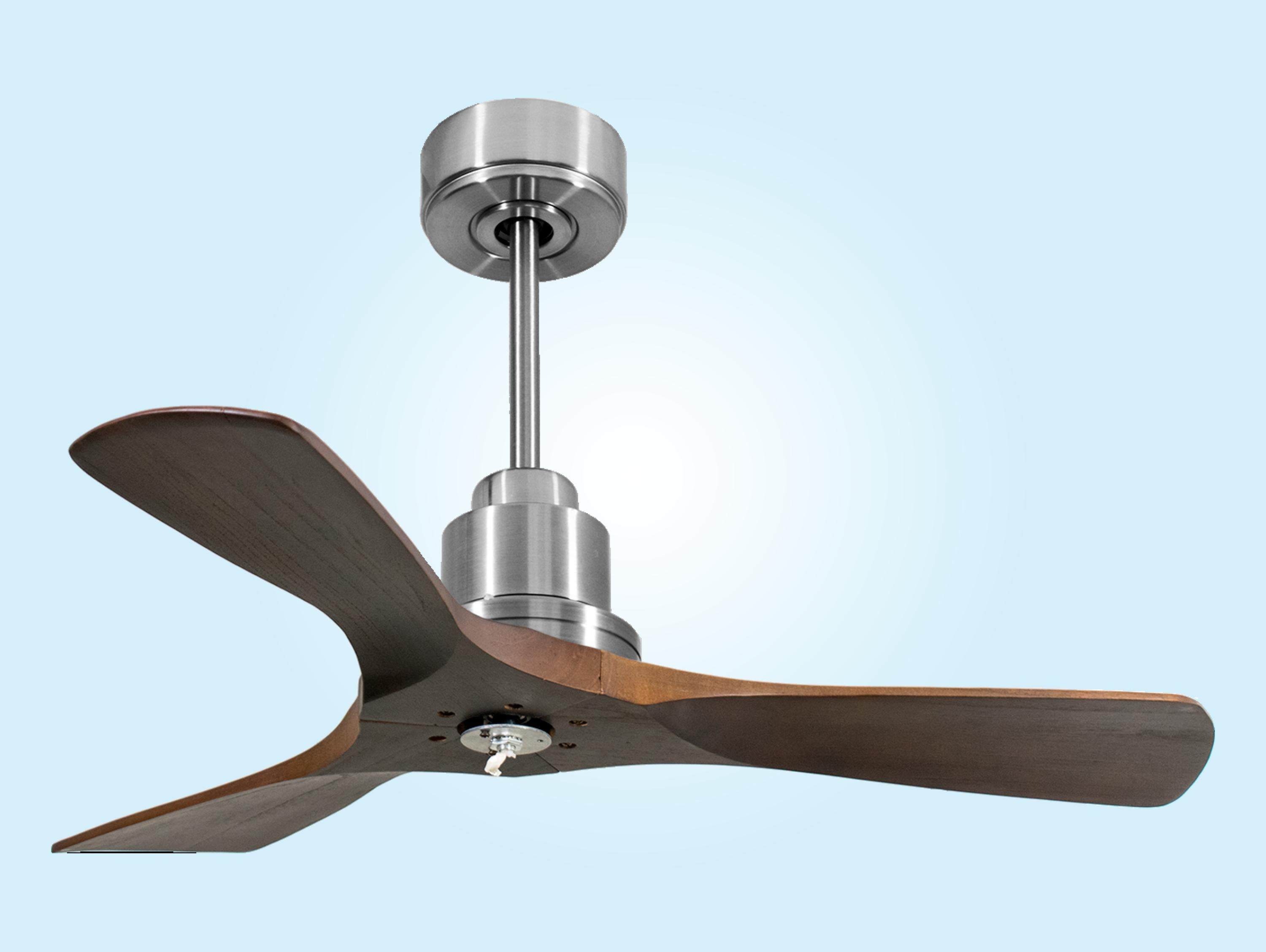 Ventilatore da soffitto Reversibile Termostato Dimmabile Wifi Motore CC Tetti inclinati Telecomando Luce a tre toni Hypersilence Memoria Shopify Vendible (AUTOMATICO)