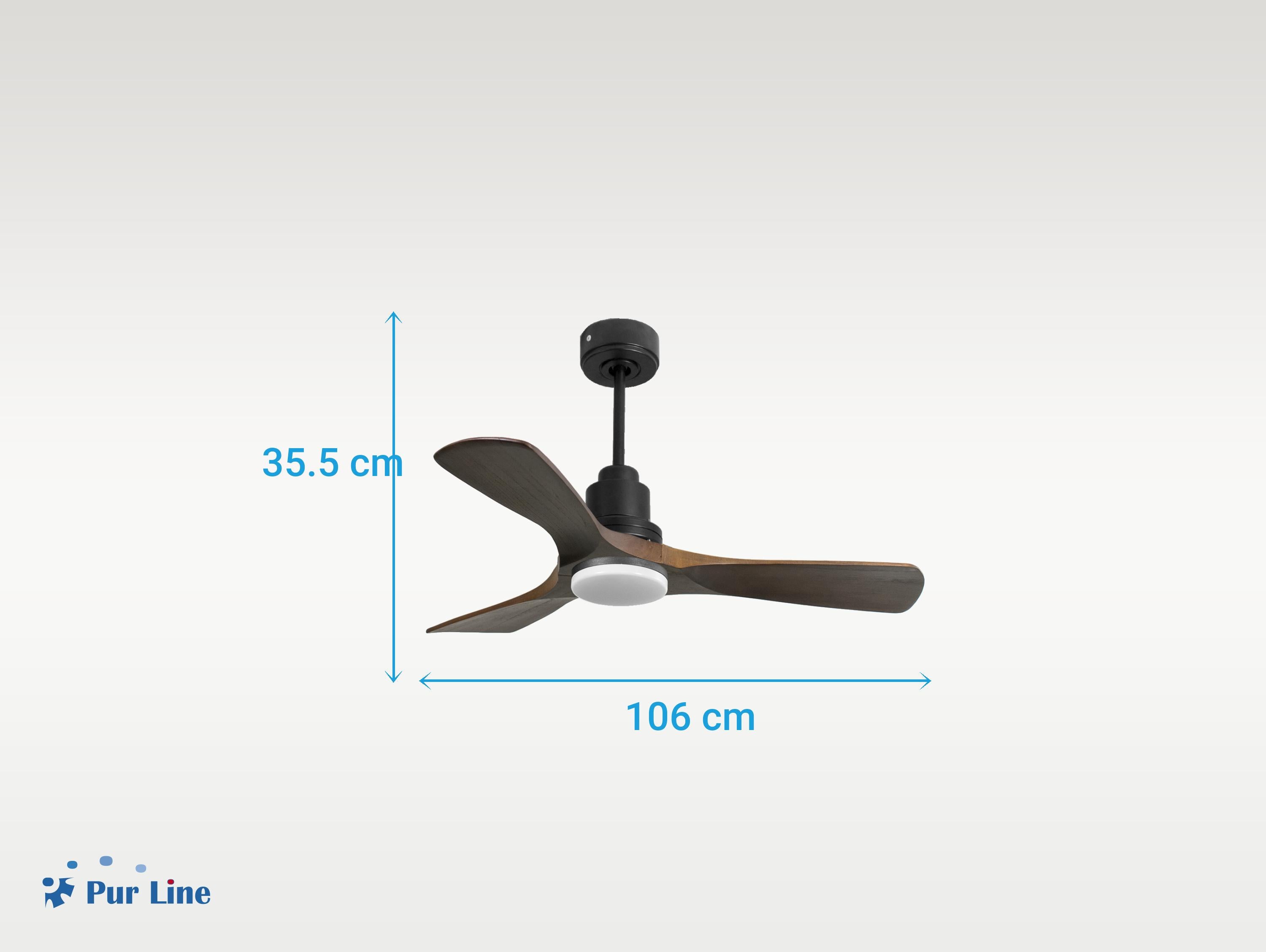 Ventilatore da soffitto Reversibile Termostato Dimmabile Wifi Motore CC Tetti inclinati Telecomando Luce a tre toni Hypersilence Memoria Shopify Vendible (AUTOMATICO)
