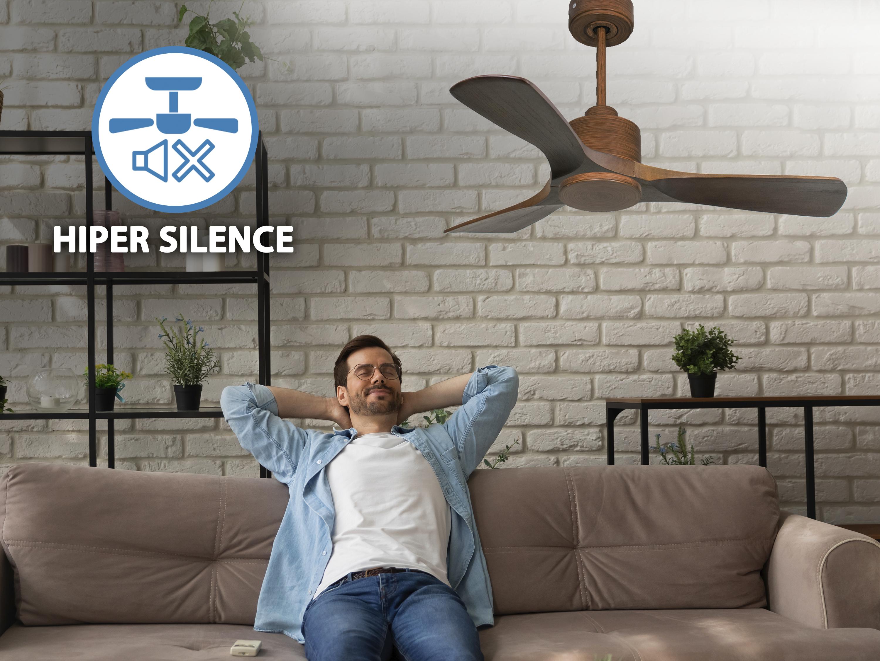 Ventilatore da soffitto Reversibile Termostato Wifi Motore CC Tetti inclinati Telecomando Hypersilence Memoria