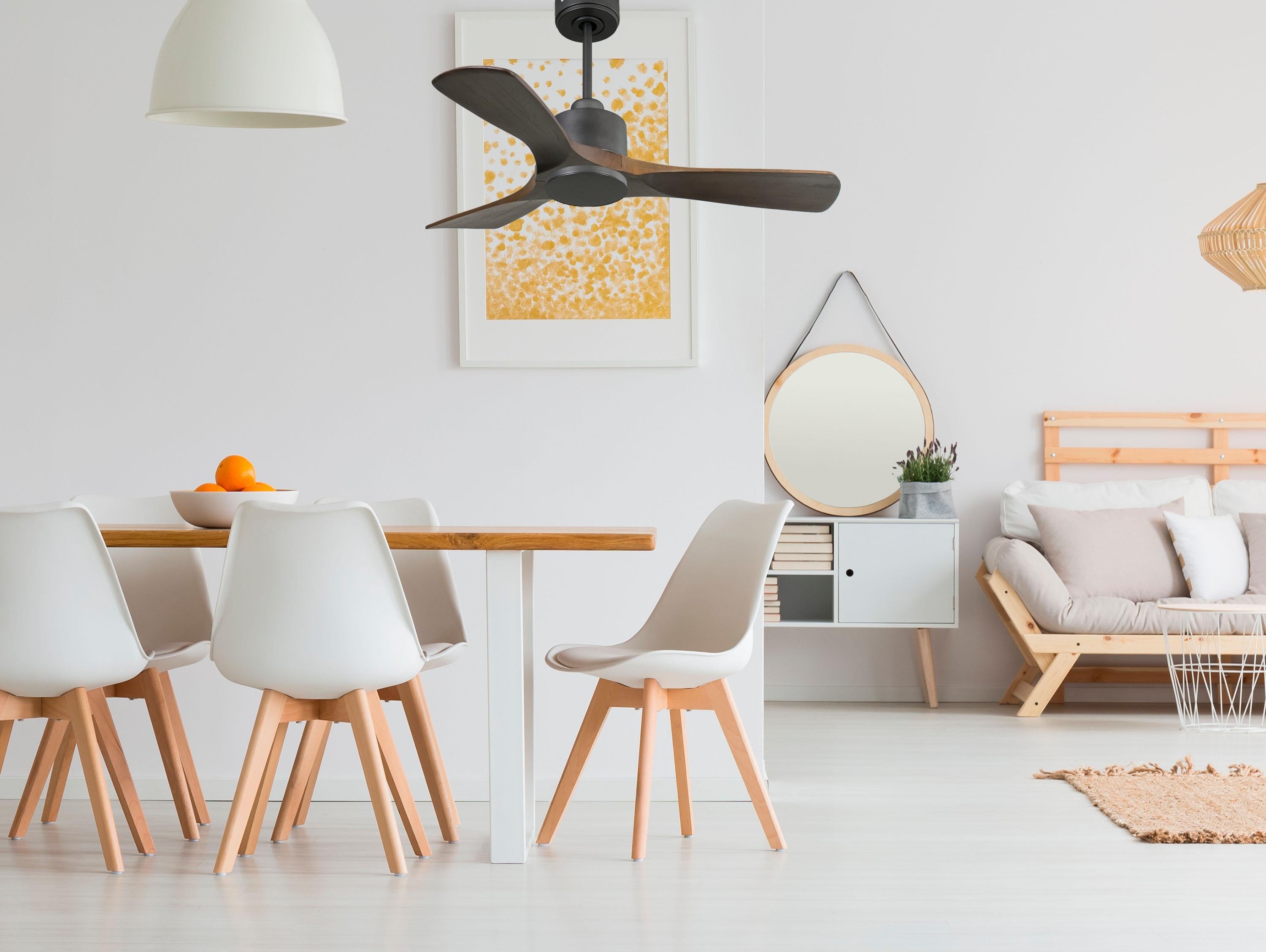 Ventilatore da soffitto Reversibile Termostato Wifi Motore CC Tetti inclinati Telecomando Hypersilence Memoria
