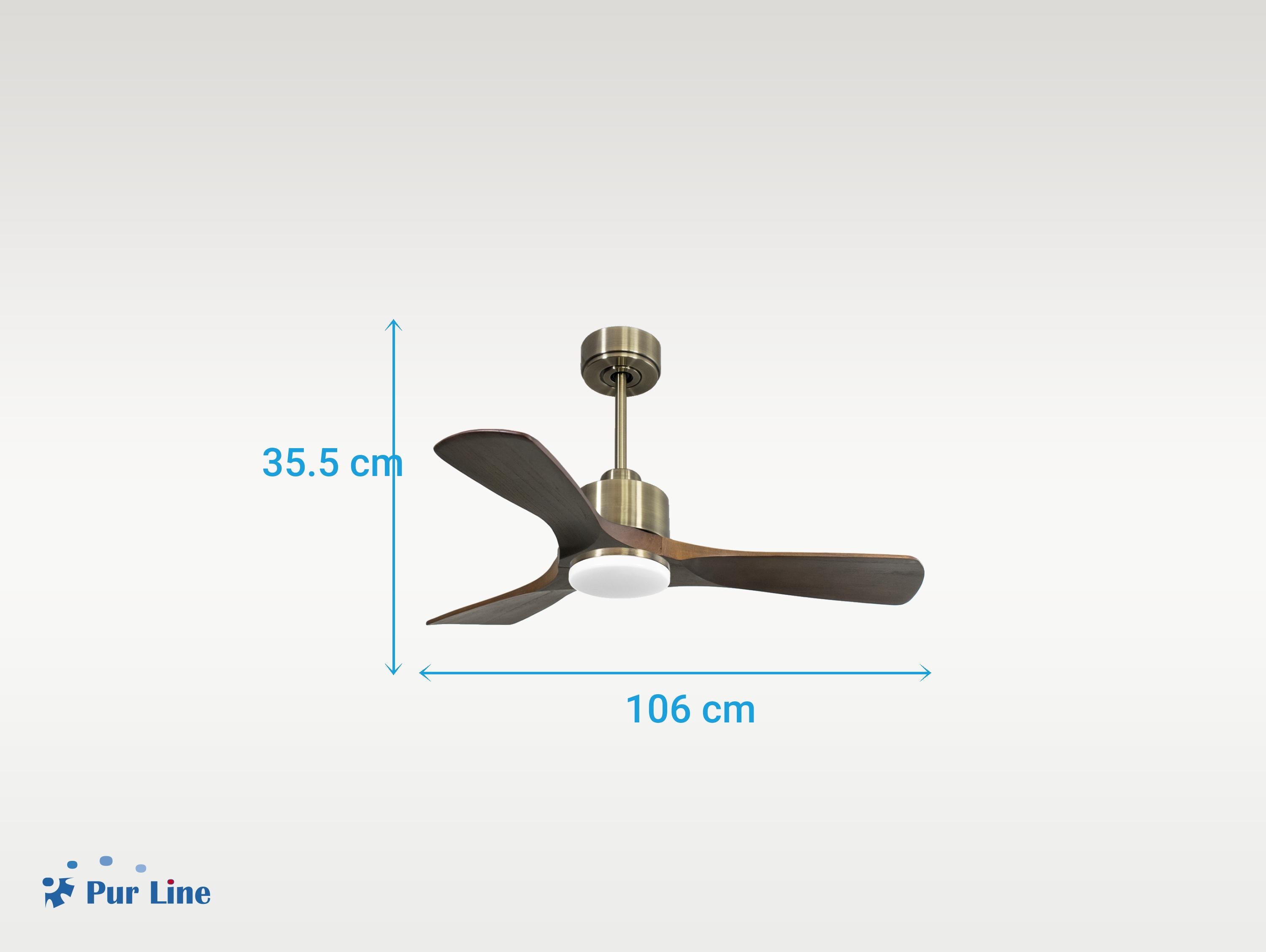 Ventilatore da soffitto Reversibile Termostato Dimmabile Wifi Motore CC Tetti inclinati Telecomando Luce a tre toni Hypersilence Memoria