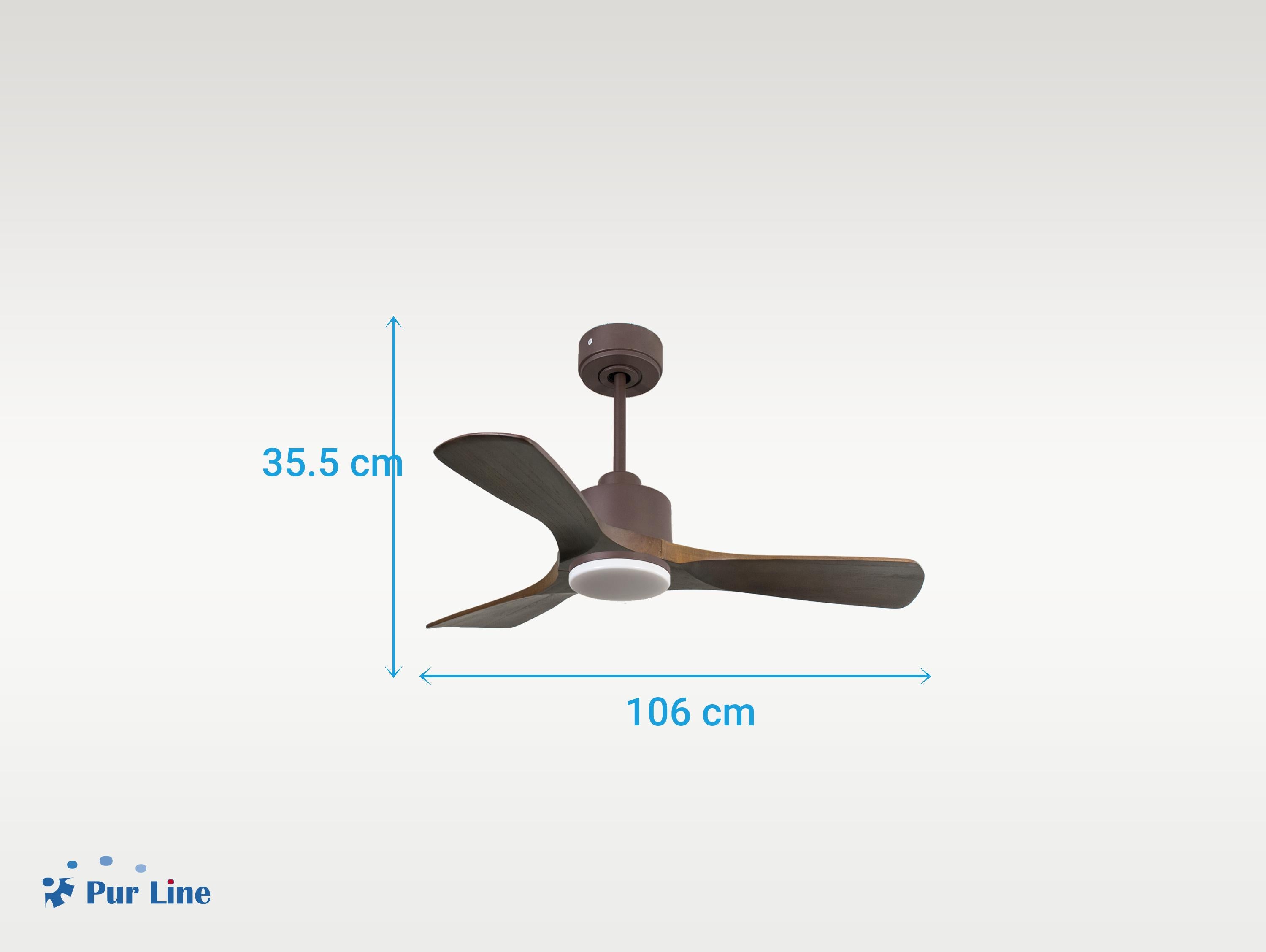 Ventilatore da soffitto Reversibile Termostato Dimmabile Wifi Motore CC Tetti inclinati Telecomando Luce a tre toni Hypersilence Memoria