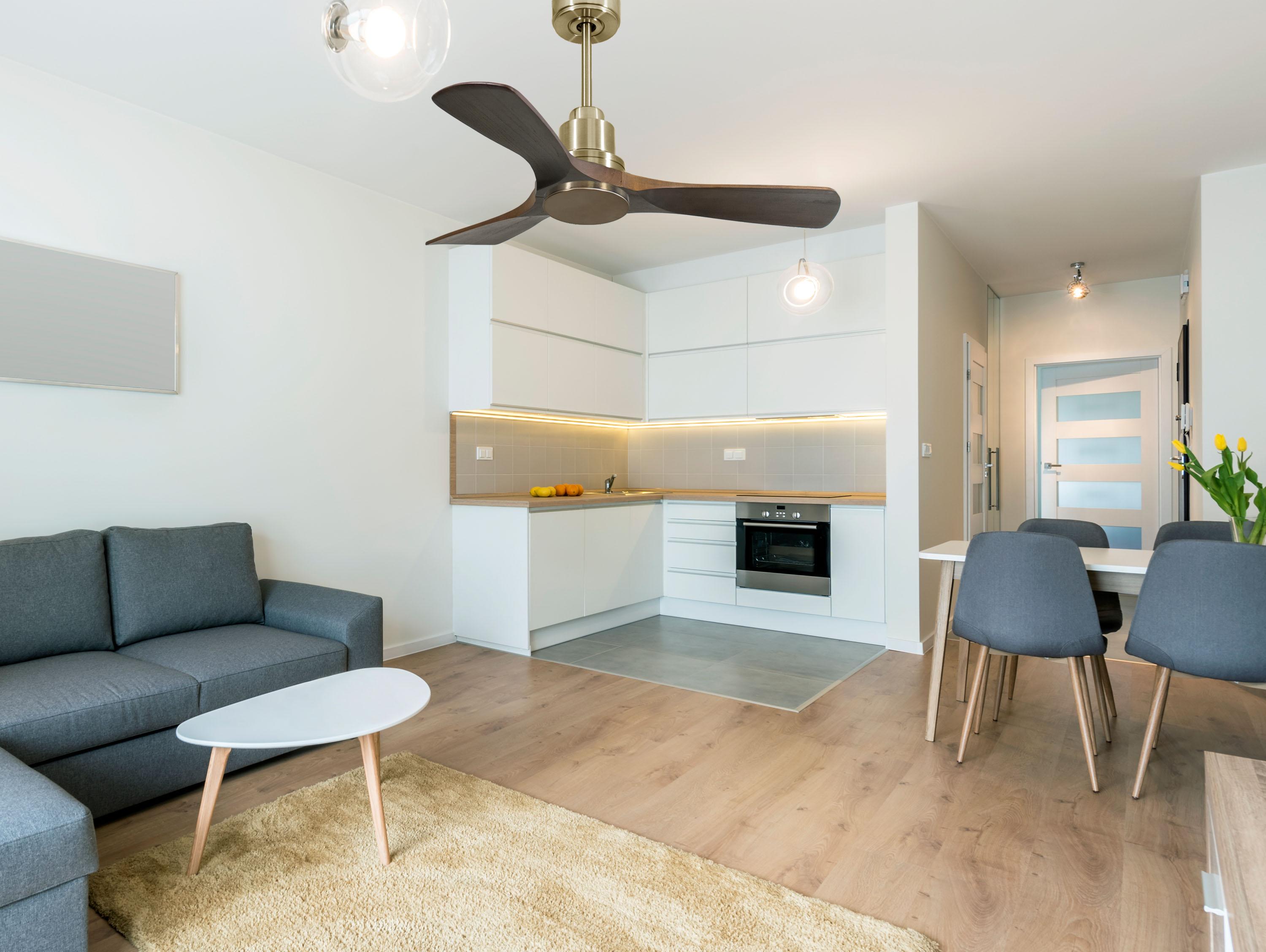 Ventilatore da soffitto Reversibile Termostato Wifi Motore CC Tetti inclinati Telecomando Hypersilence Memoria