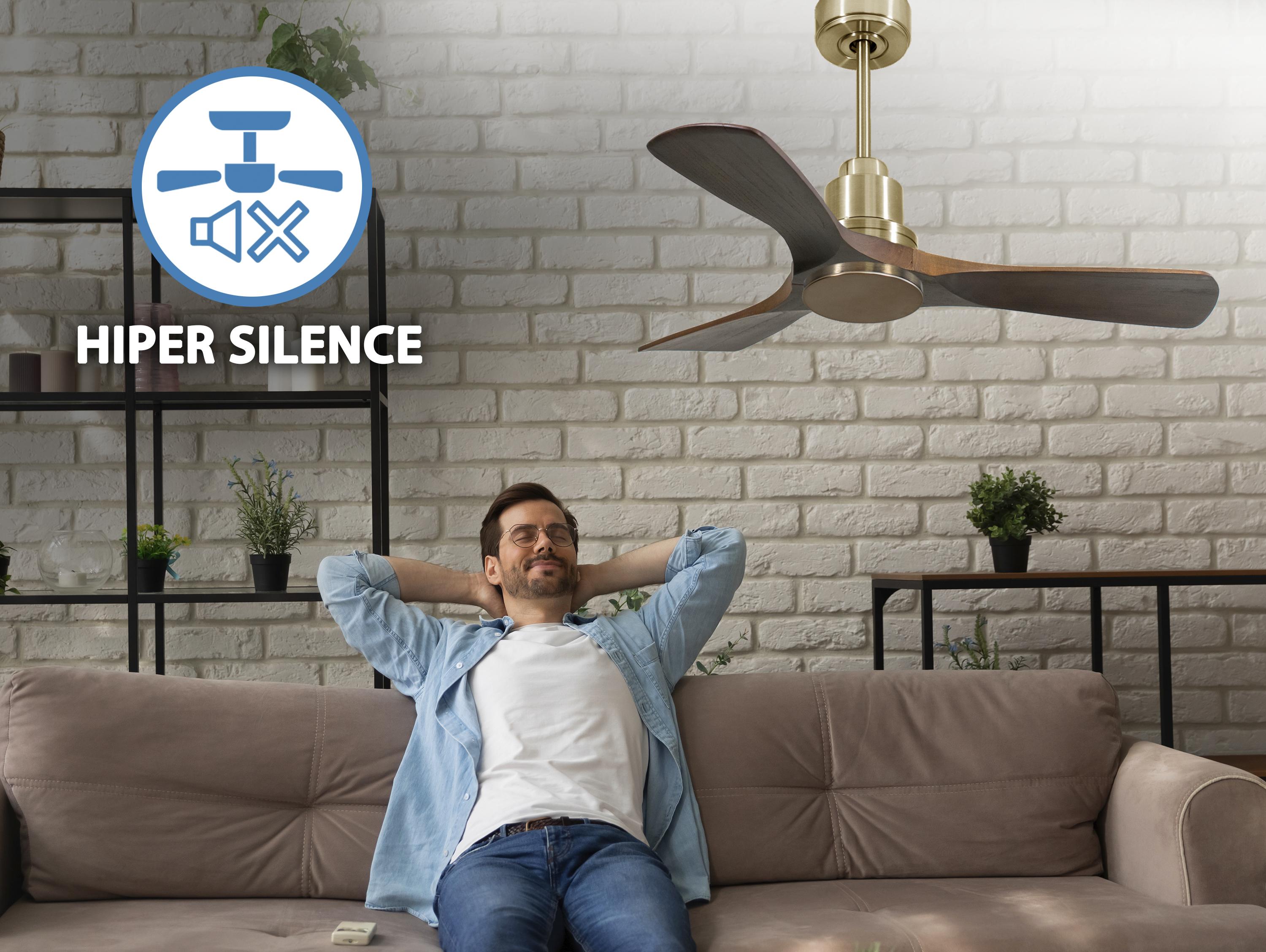 Ventilatore da soffitto Reversibile Termostato Wifi Motore CC Tetti inclinati Telecomando Hypersilence Memoria