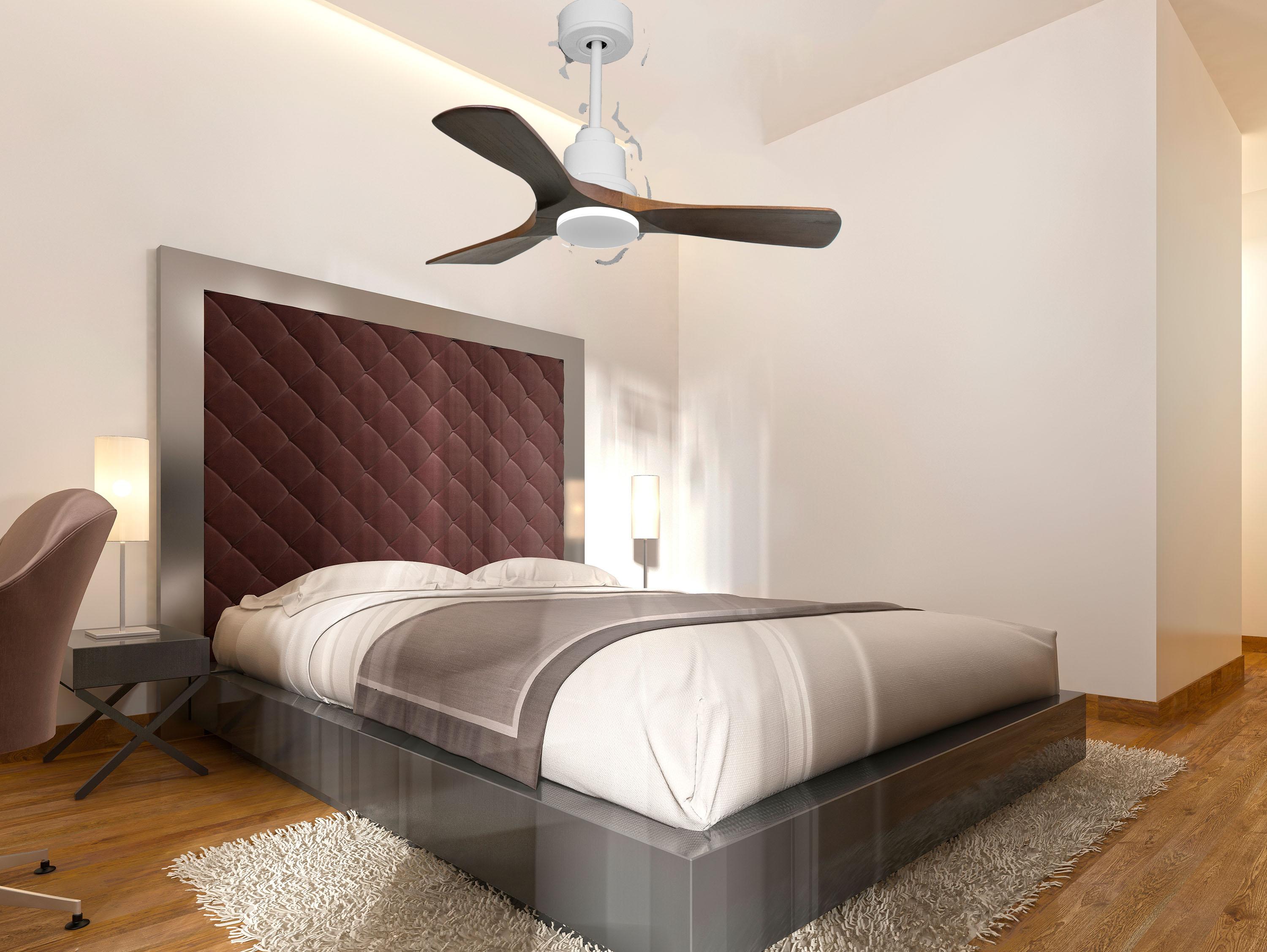 Ventilatore da soffitto Reversibile Termostato Wifi Motore CC Tetti inclinati Telecomando Hypersilence Memoria
