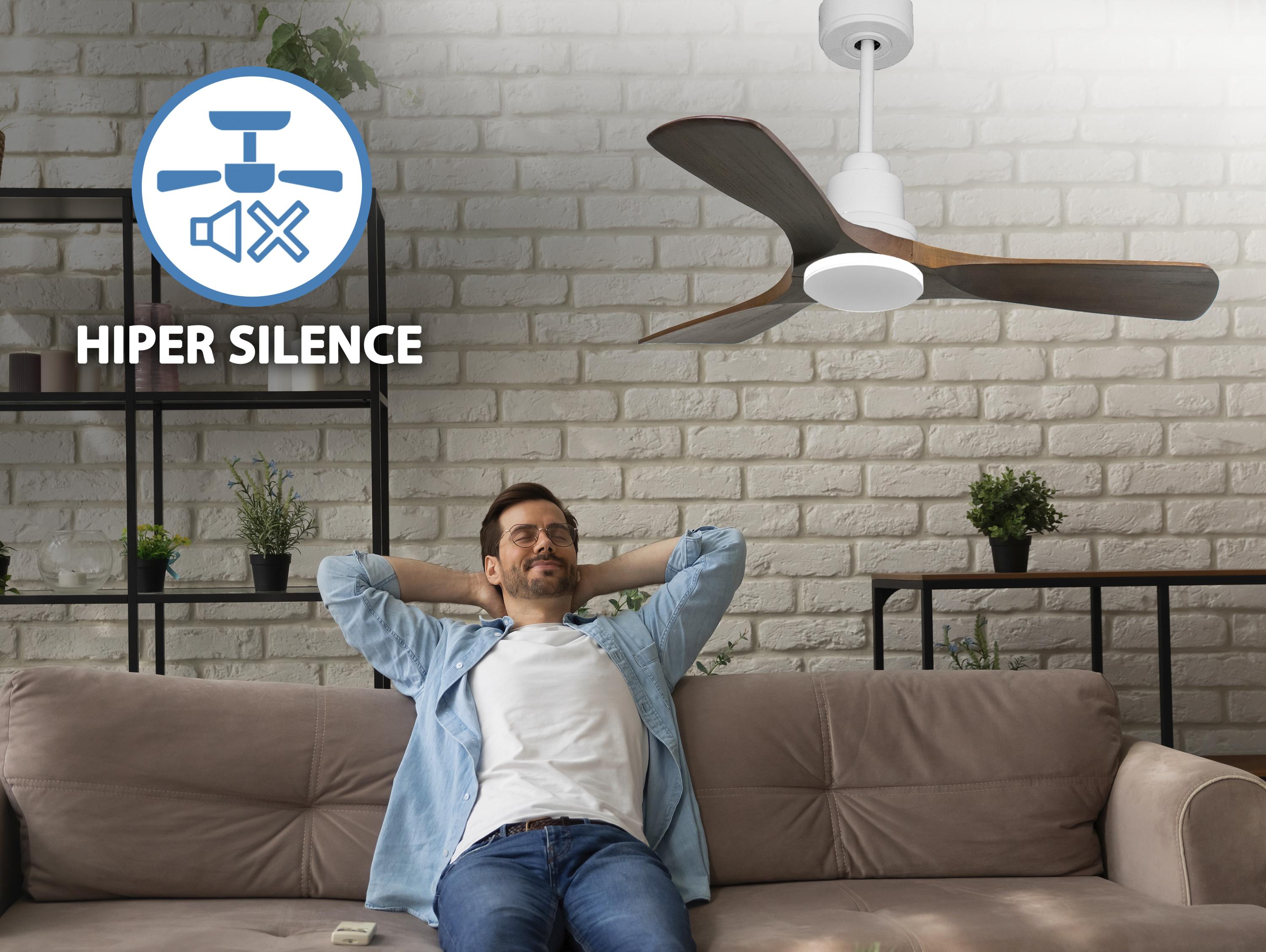 Ventilatore da soffitto Reversibile Termostato Wifi Motore CC Tetti inclinati Telecomando Hypersilence Memoria
