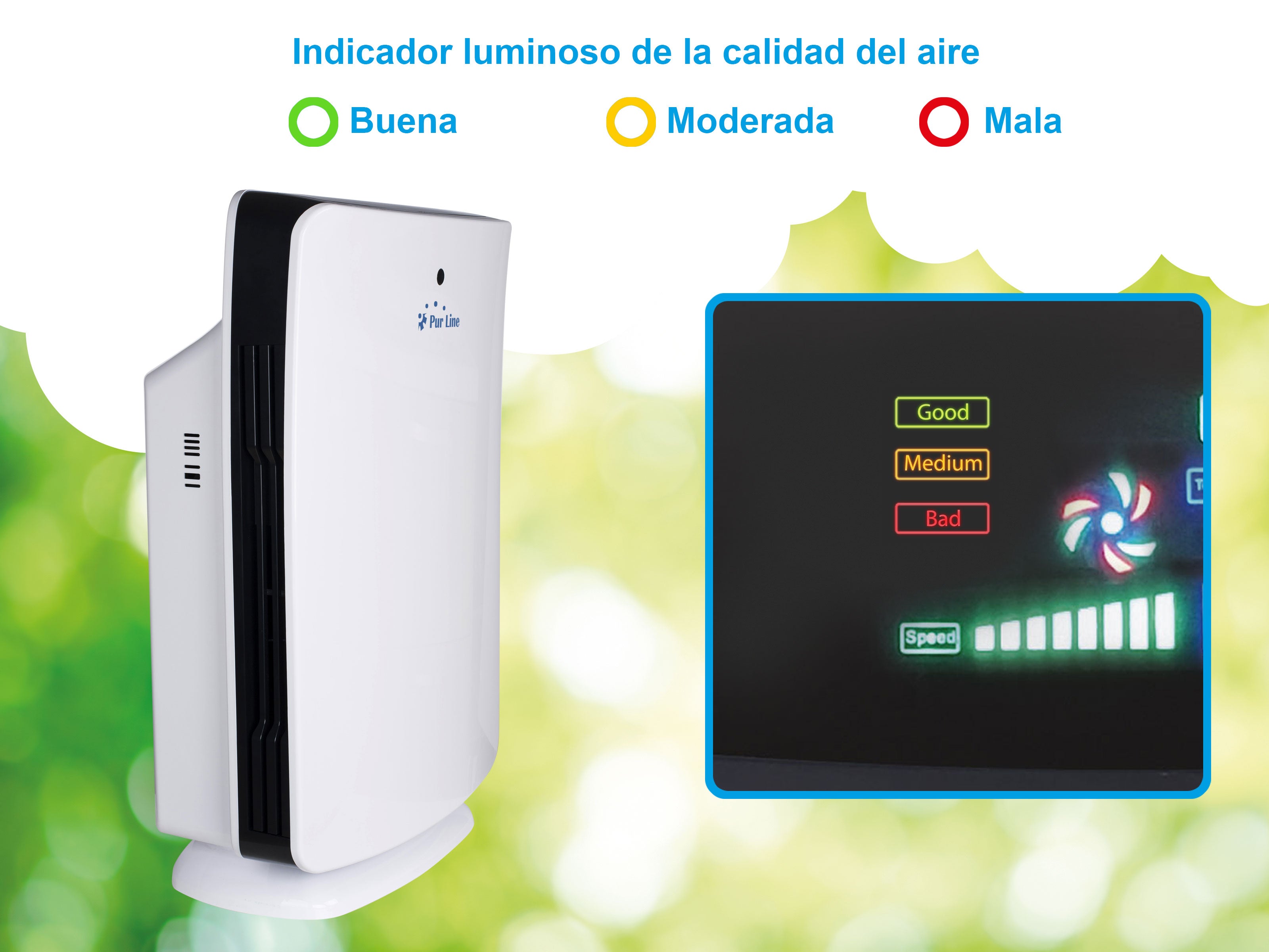 Purificatore d'aria con filtro HEPA PM2 ionizzatore touch screen LED 3 velocità e modalità AUTO