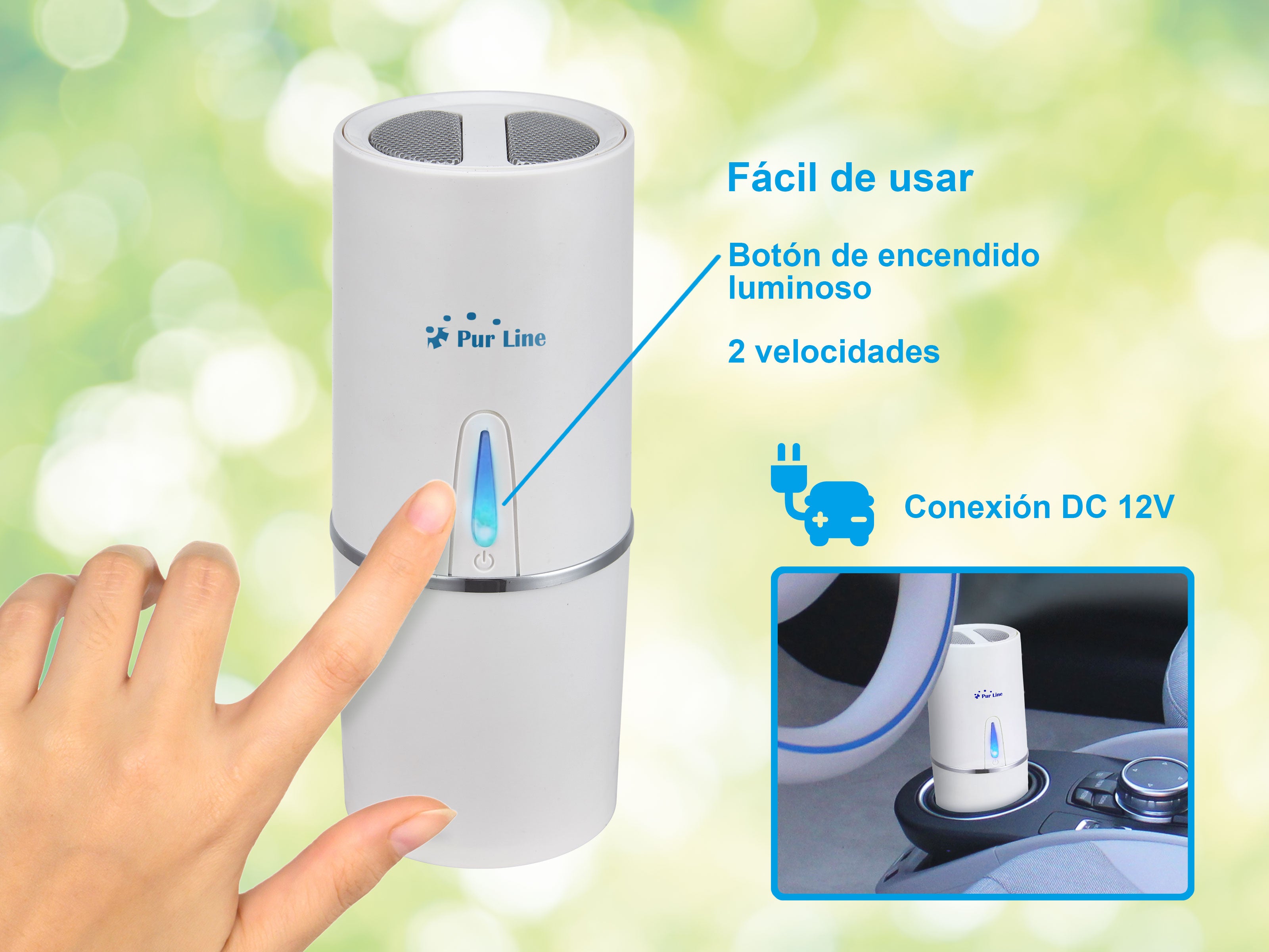 Purificatore d'aria per auto Fresh Air 5 Purline 2W Bianco E Silver