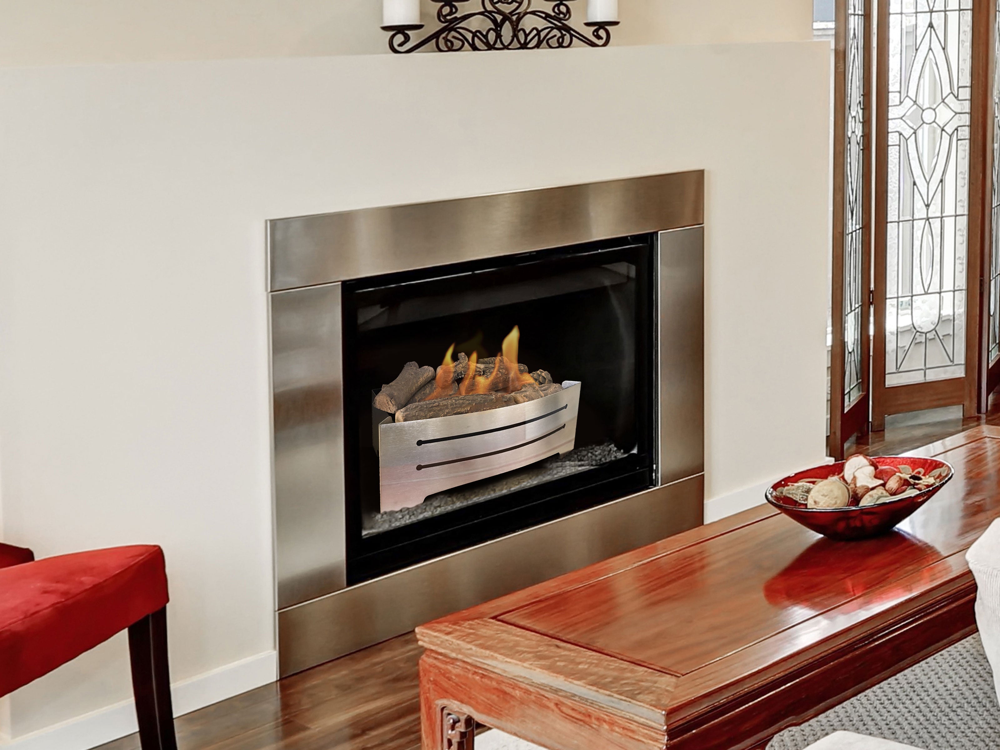 Bruciatore in acciaio inossidabile con legno