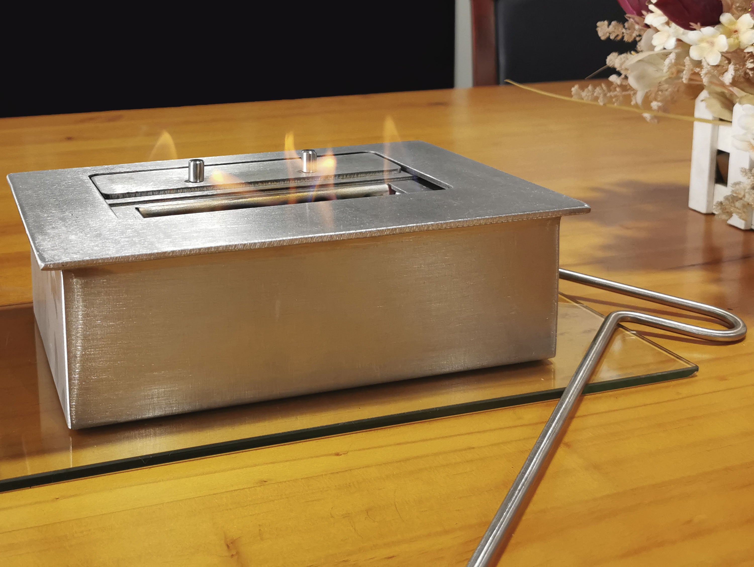 Blocco di combustione in acciaio da 25 cm con fibra ceramica e coperchio regolatore di fiamma 1,2L