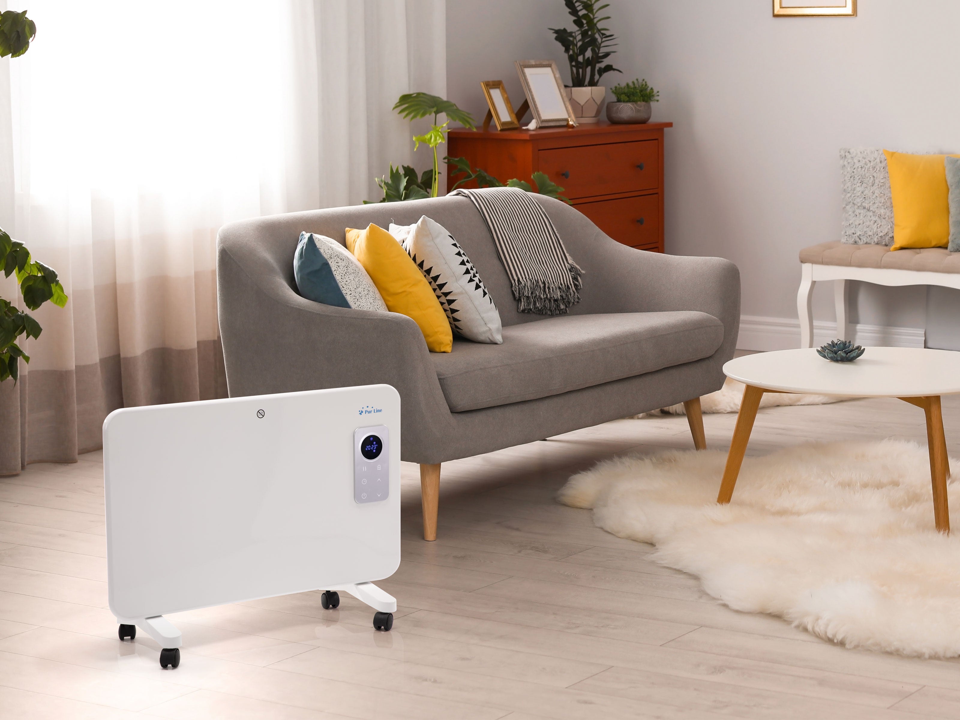 Radiatore elettrico digitale in alluminio con controllo WiFi, da parete o pavimento, con display LCD, 1000 W