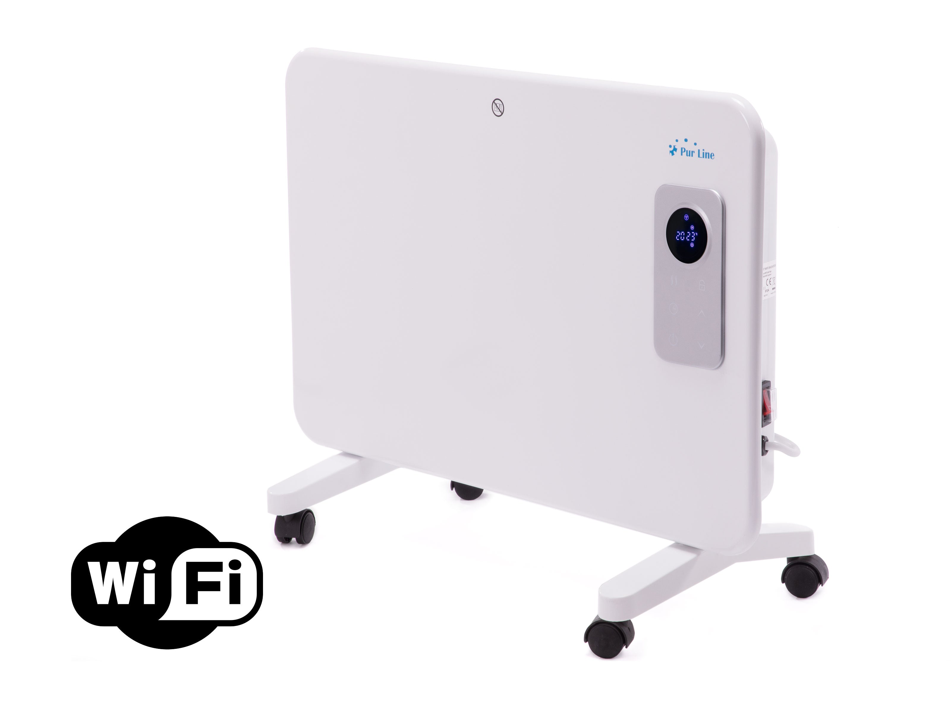 Radiatore elettrico digitale in alluminio con controllo WiFi, da parete o pavimento, con display LCD, 1000 W