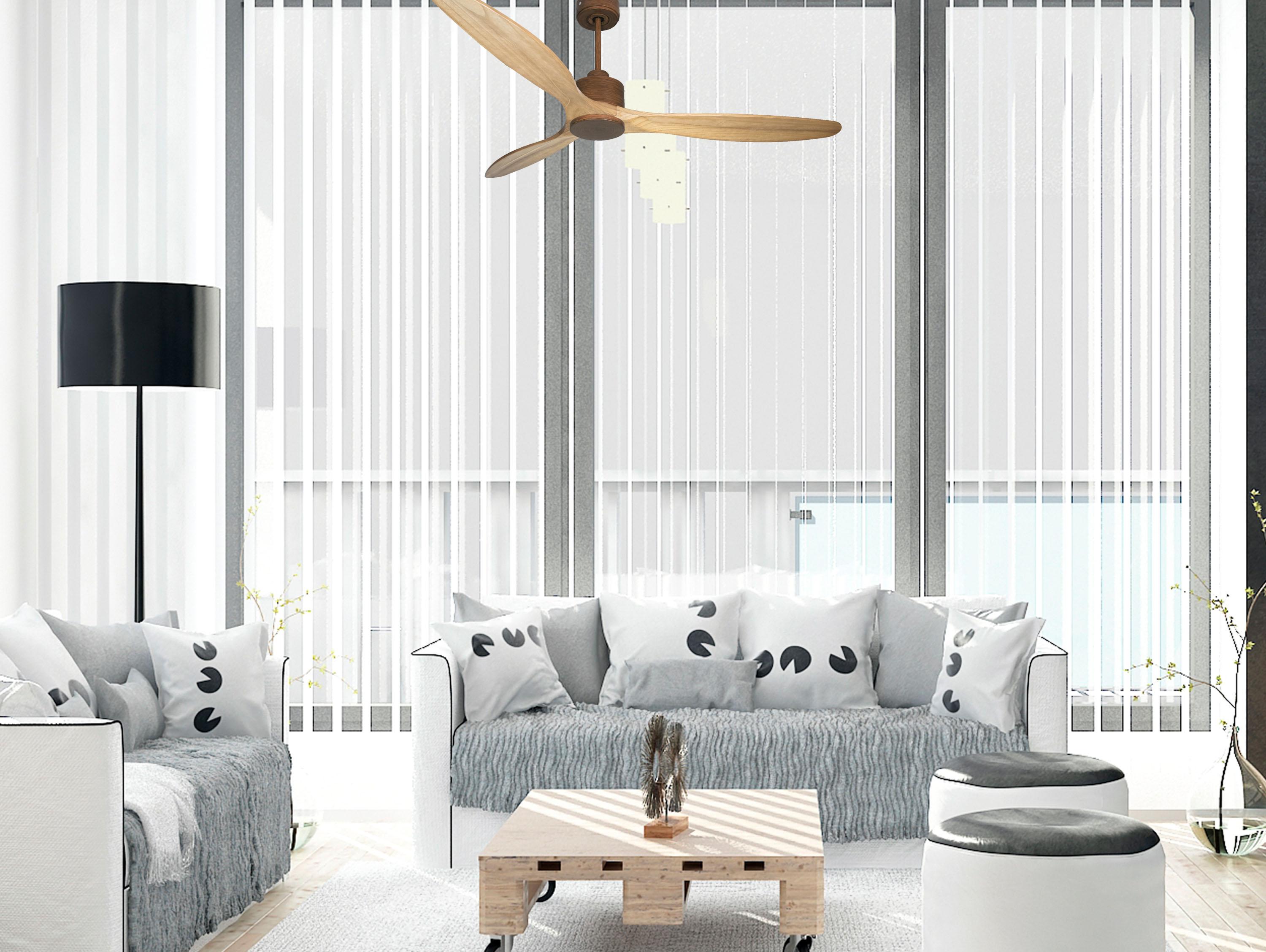 Ventilatore da soffitto Reversibile Termostato Wifi Motore CC Tetti inclinati Telecomando Hypersilence Memoria