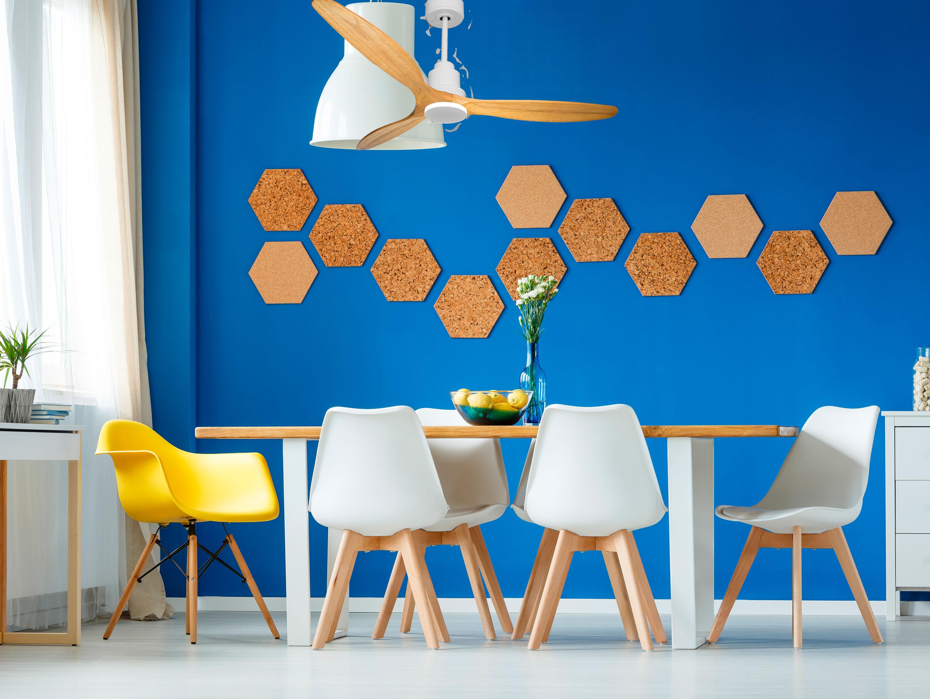 Ventilatore da soffitto Reversibile Termostato Wifi Motore CC Tetti inclinati Telecomando Hypersilence Memoria