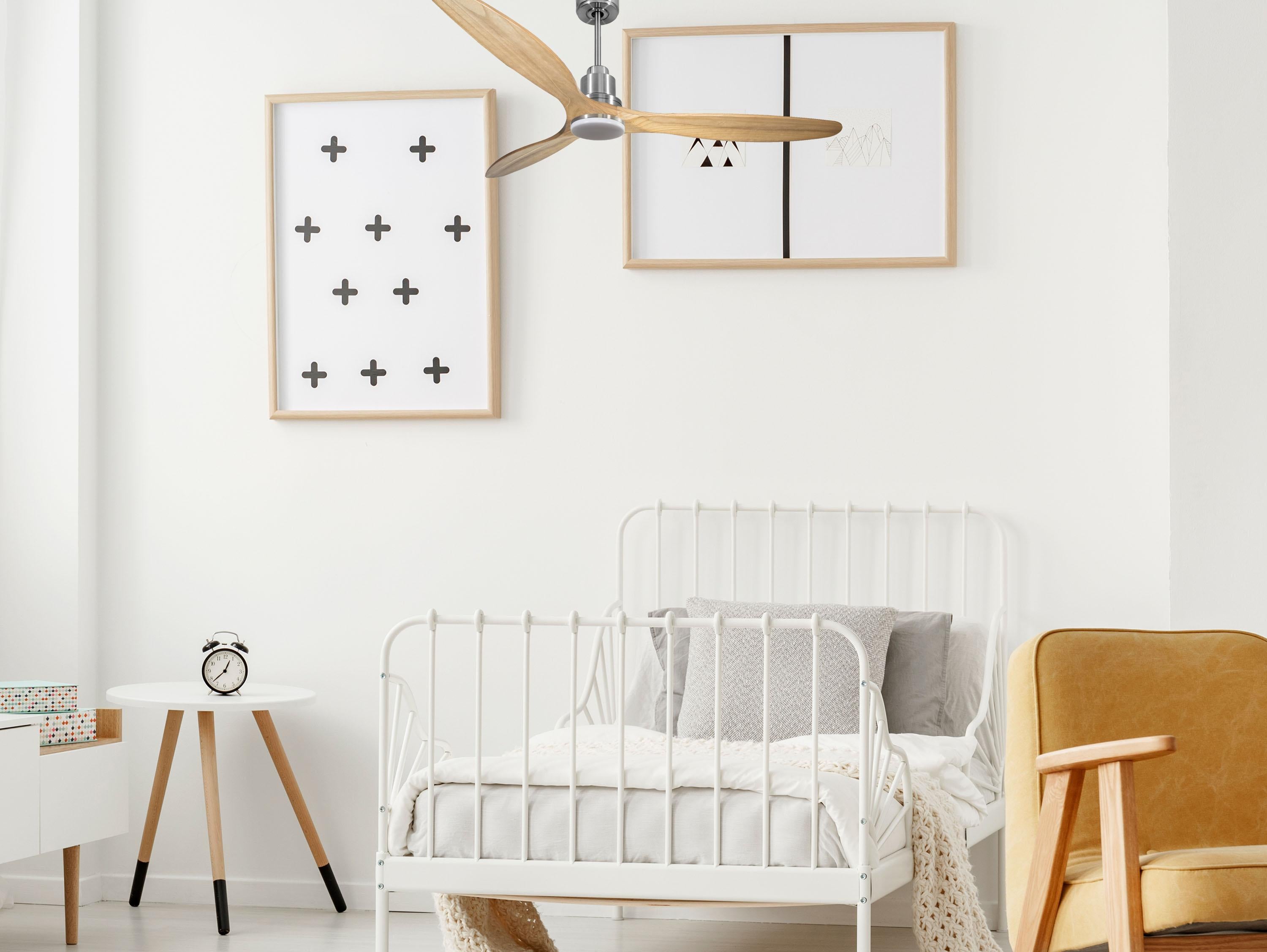 Ventilatore da soffitto Reversibile Termostato Dimmabile Wifi Motore CC Tetti inclinati Telecomando Luce a tre toni Hypersilence Memoria Shopify Vendible (AUTOMATICO)