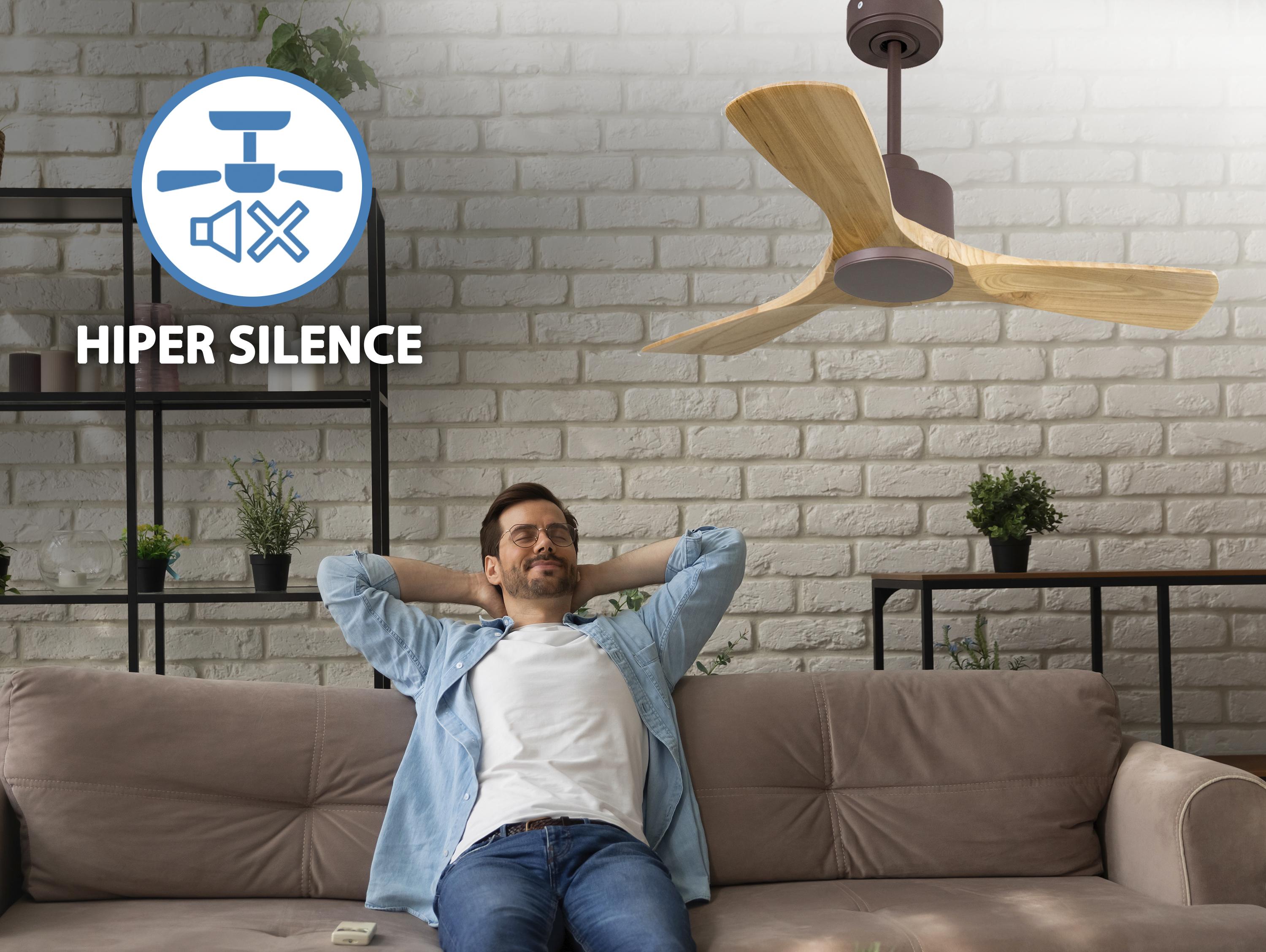 Ventilatore da soffitto Reversibile Termostato Wifi Motore CC Tetti inclinati Telecomando Hypersilence Memoria