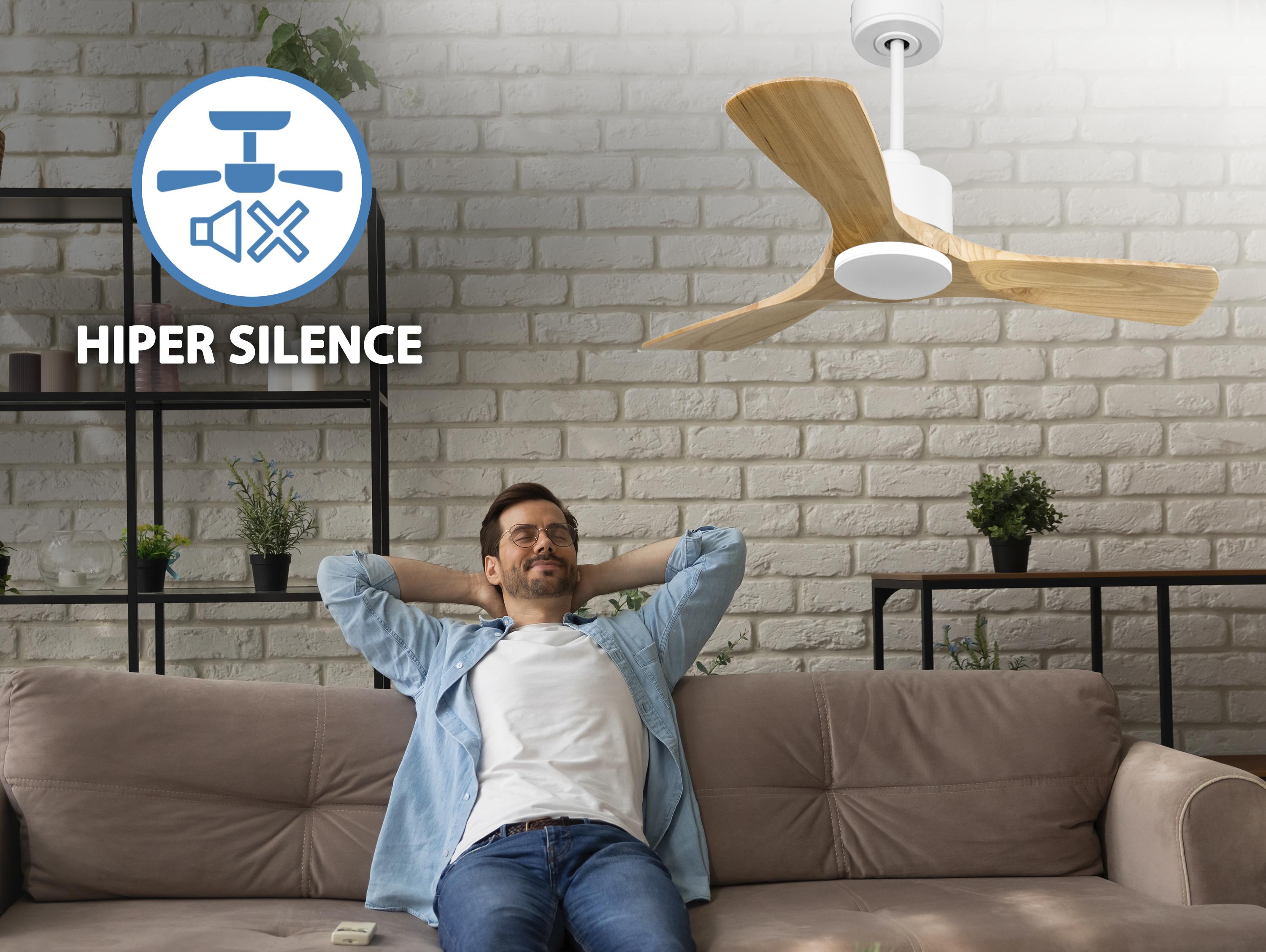 Ventilatore da soffitto Reversibile Termostato Wifi Motore CC Tetti inclinati Telecomando Hypersilence Memoria
