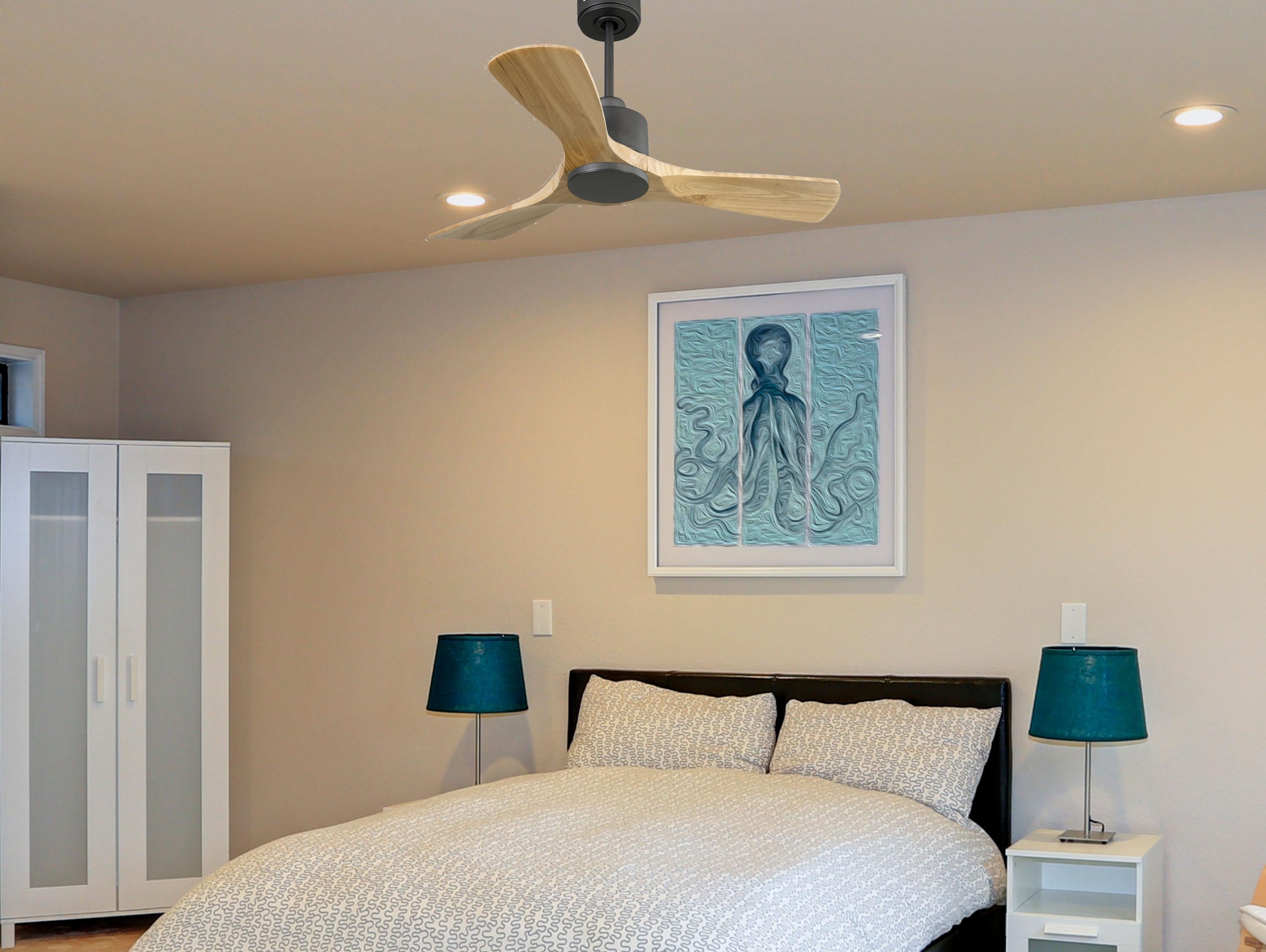 Ventilatore da soffitto Reversibile Termostato Wifi Motore CC Tetti inclinati Telecomando Hypersilence Memoria