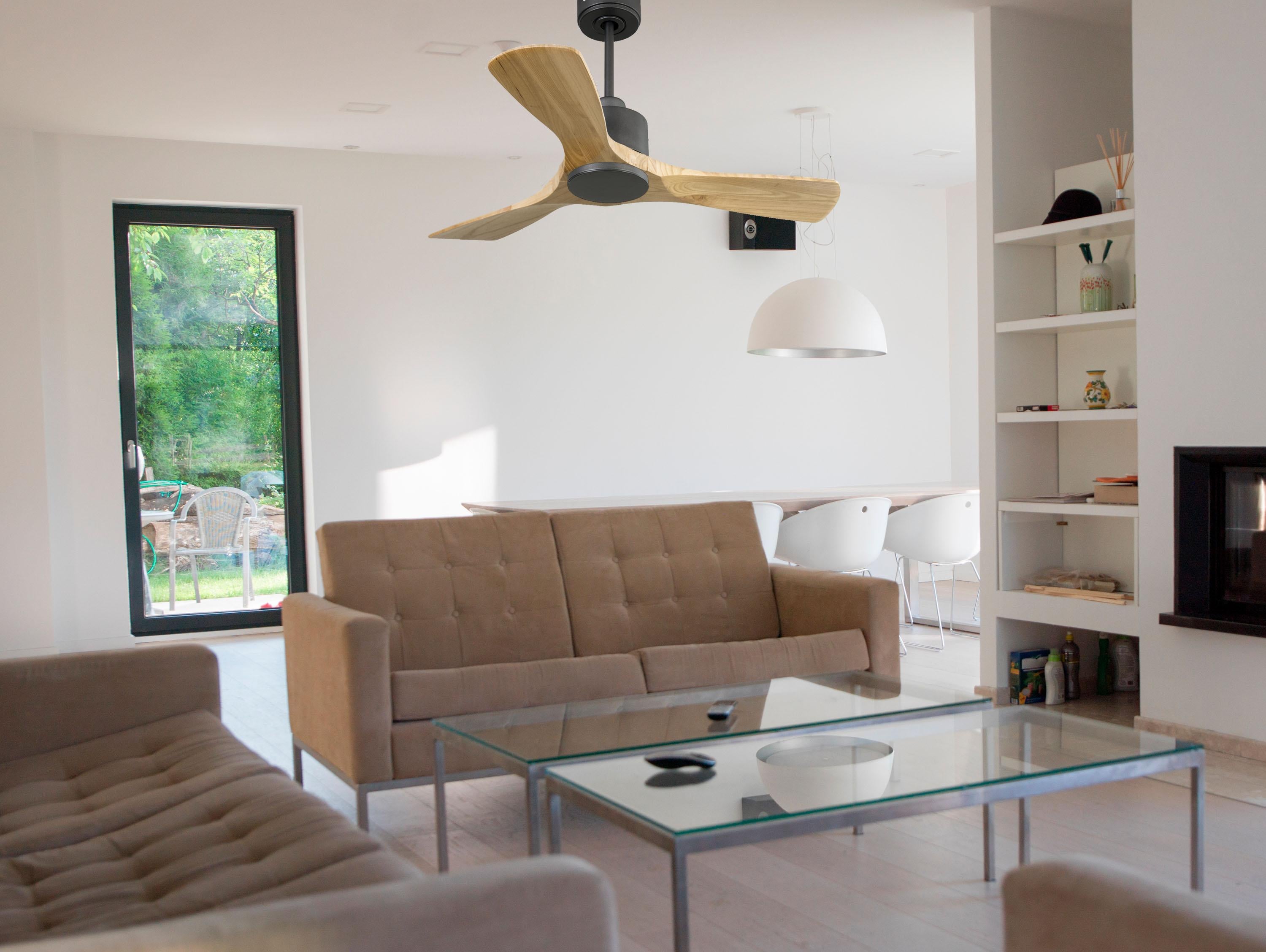 Ventilatore da soffitto Reversibile Termostato Wifi Motore CC Tetti inclinati Telecomando Hypersilence Memoria