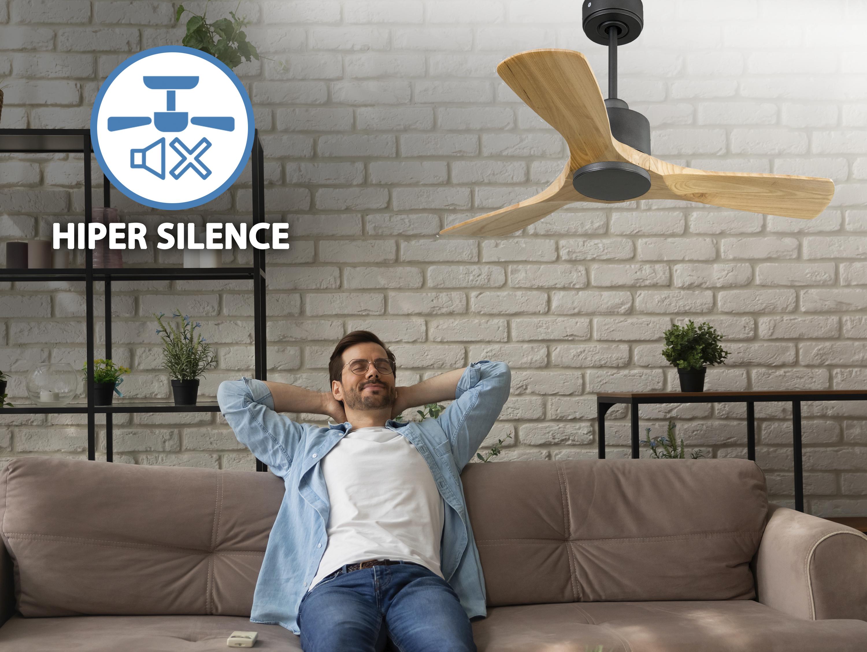 Ventilatore da soffitto Reversibile Termostato Wifi Motore CC Tetti inclinati Telecomando Hypersilence Memoria