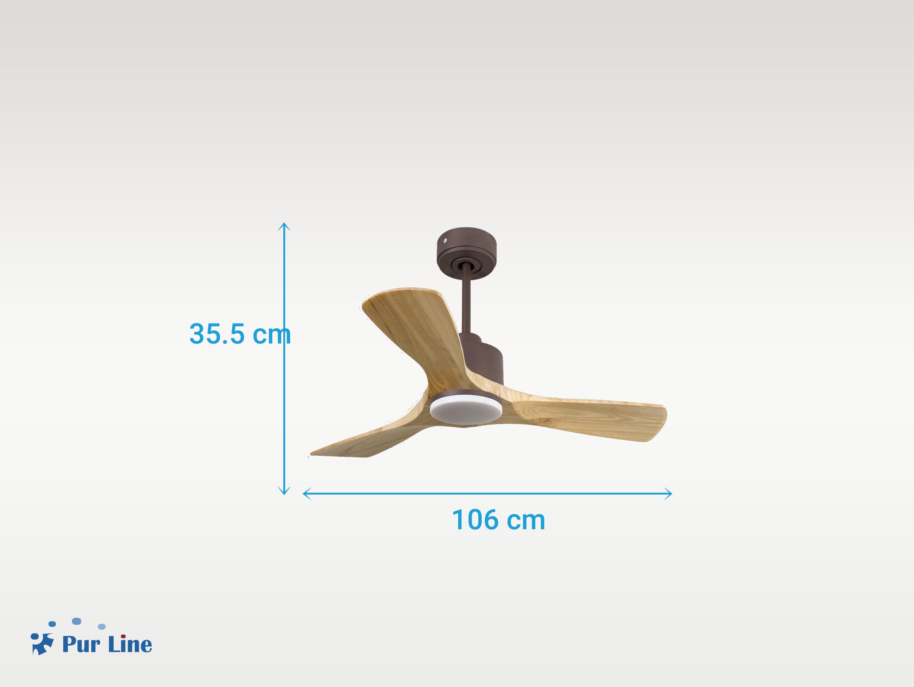 Ventilatore da soffitto Reversibile Termostato Dimmabile Wifi Motore CC Tetti inclinati Telecomando Luce a tre toni Hypersilence Memoria