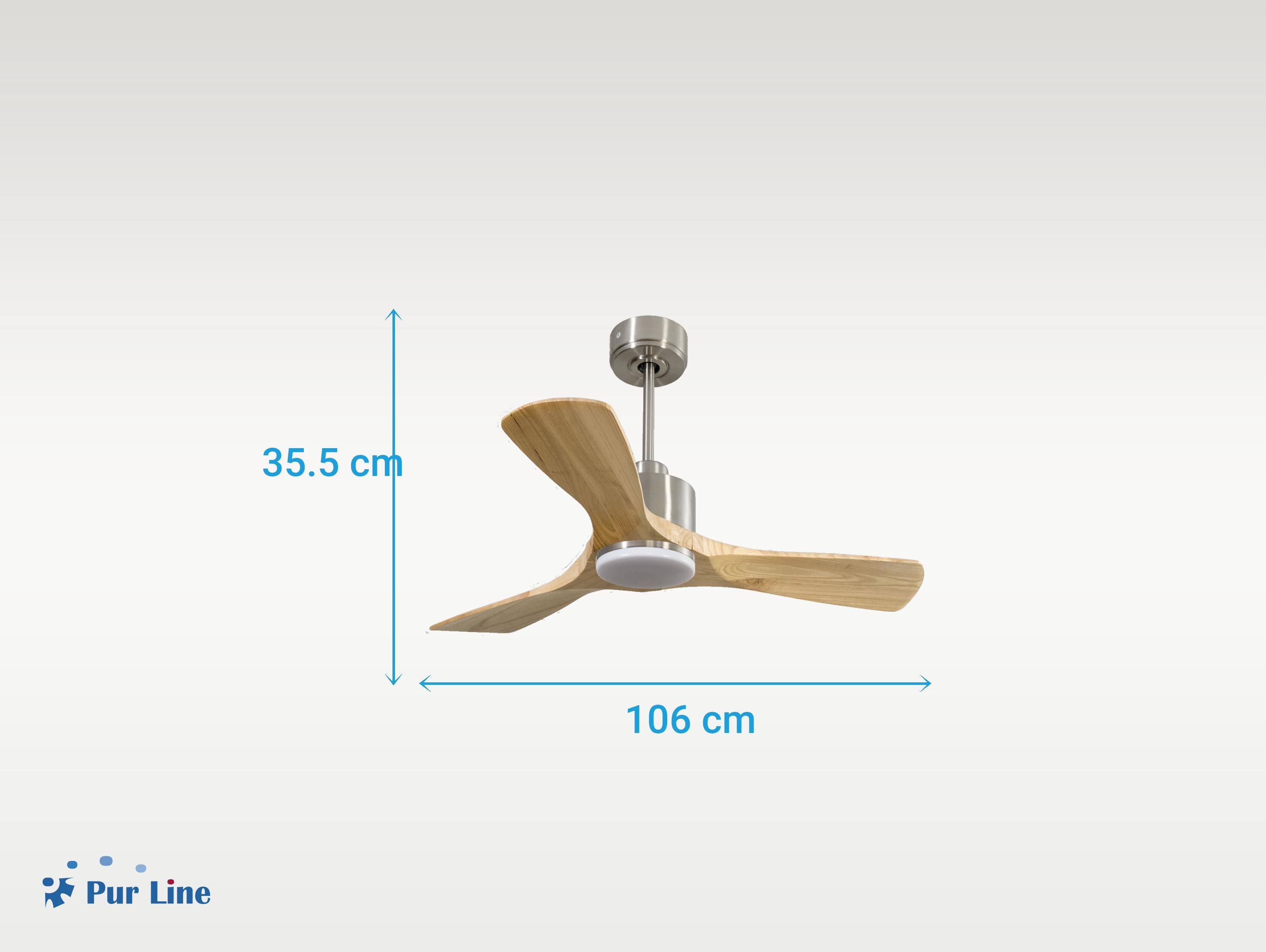 Ventilatore da soffitto Reversibile Termostato Dimmabile Wifi Motore CC Tetti inclinati Telecomando Luce a tre toni Hypersilence Memoria