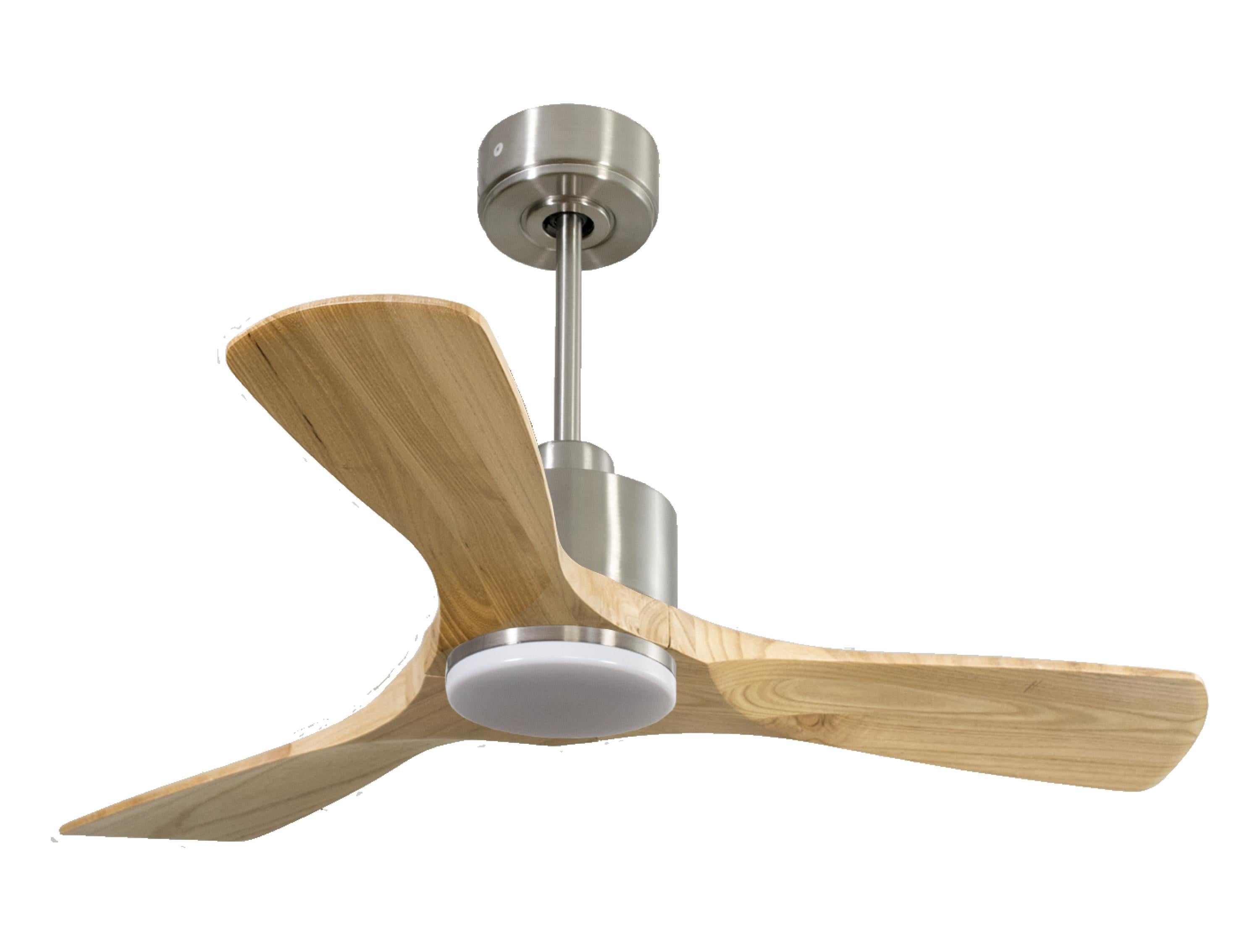 Ventilatore da soffitto Reversibile Termostato Dimmabile Wifi Motore CC Tetti inclinati Telecomando Luce a tre toni Hypersilence Memoria