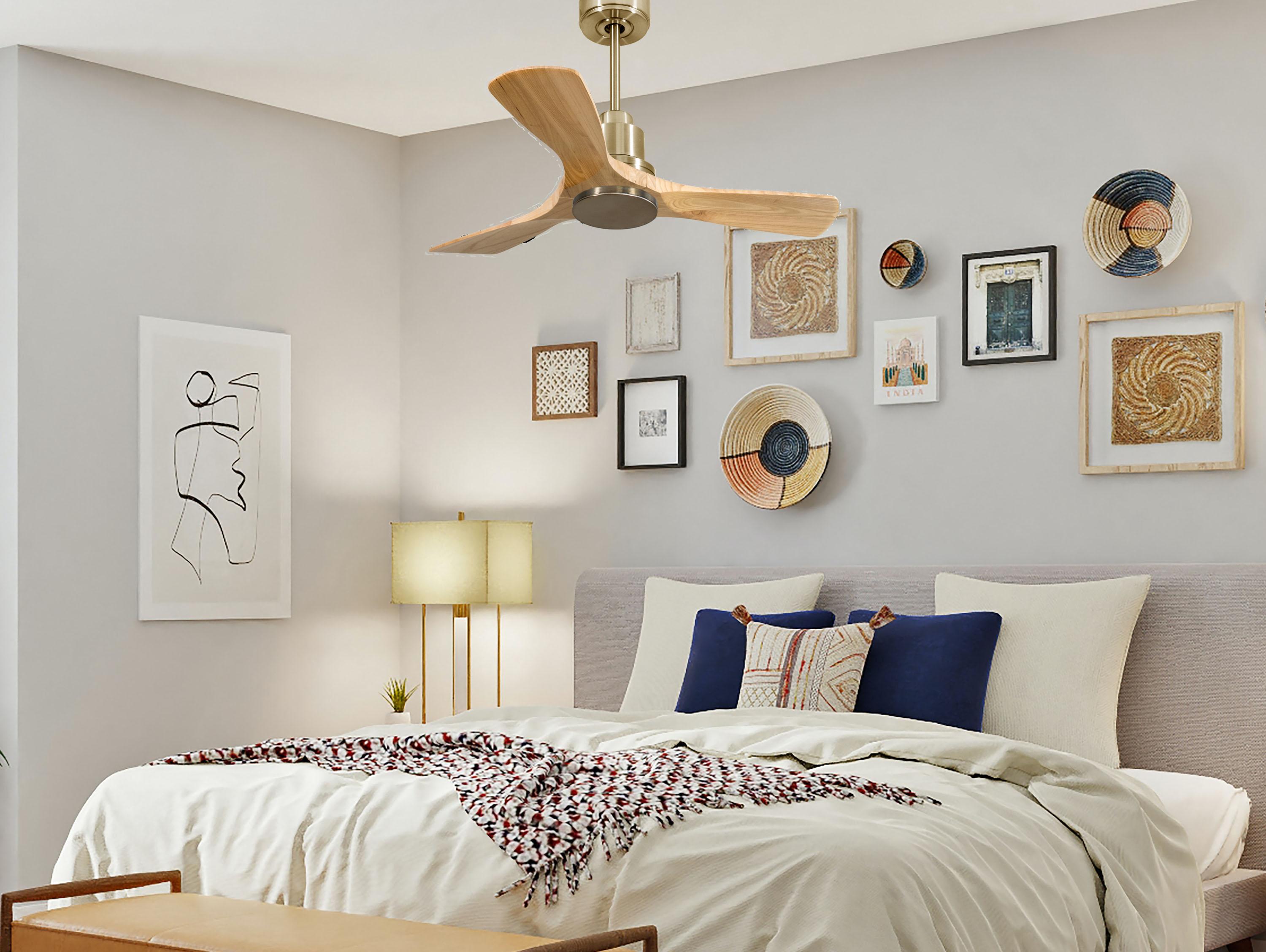 Ventilatore da soffitto Reversibile Termostato Wifi Motore CC Tetti inclinati Telecomando Hypersilence Memoria