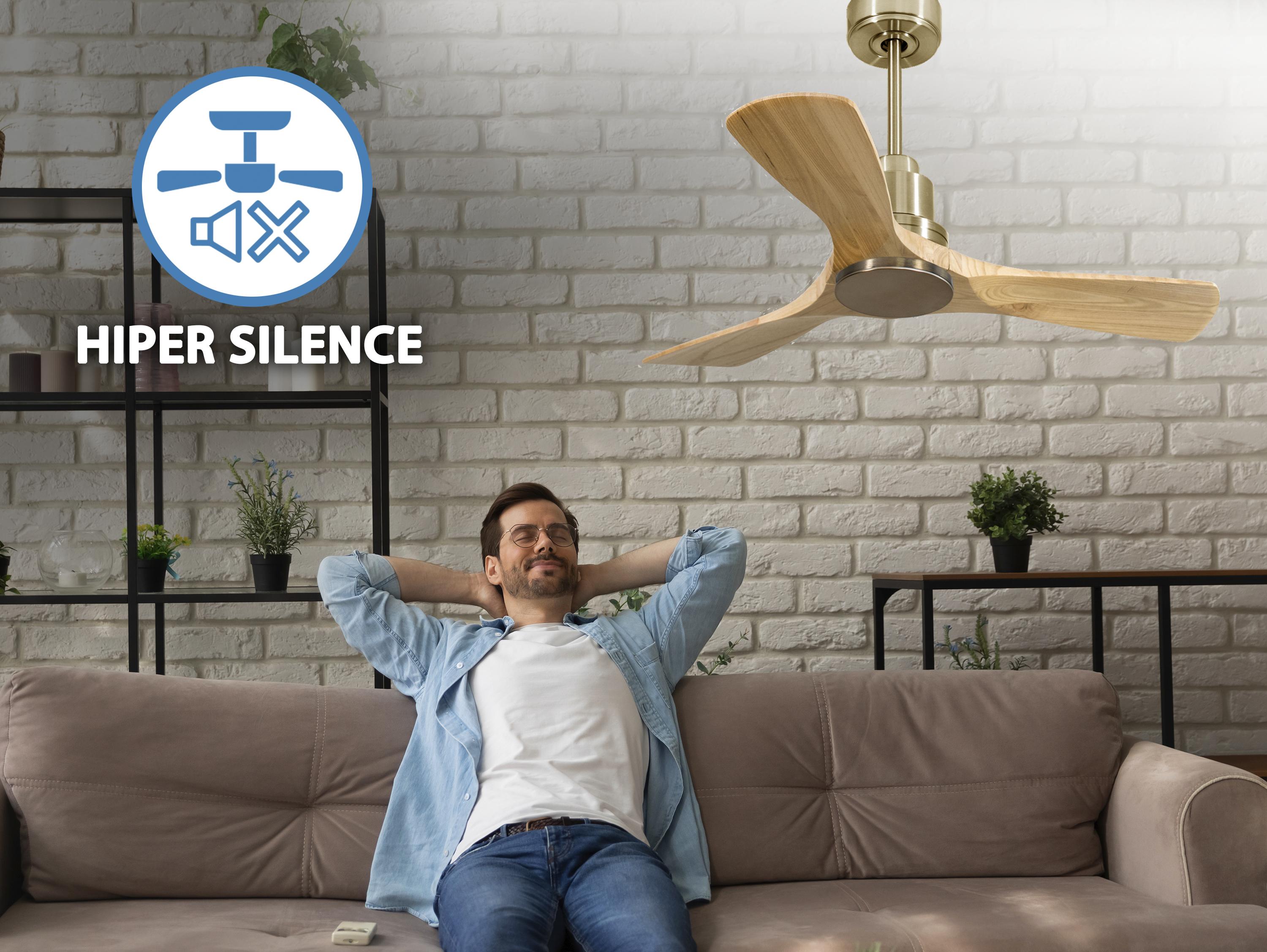 Ventilatore da soffitto Reversibile Termostato Wifi Motore CC Tetti inclinati Telecomando Hypersilence Memoria