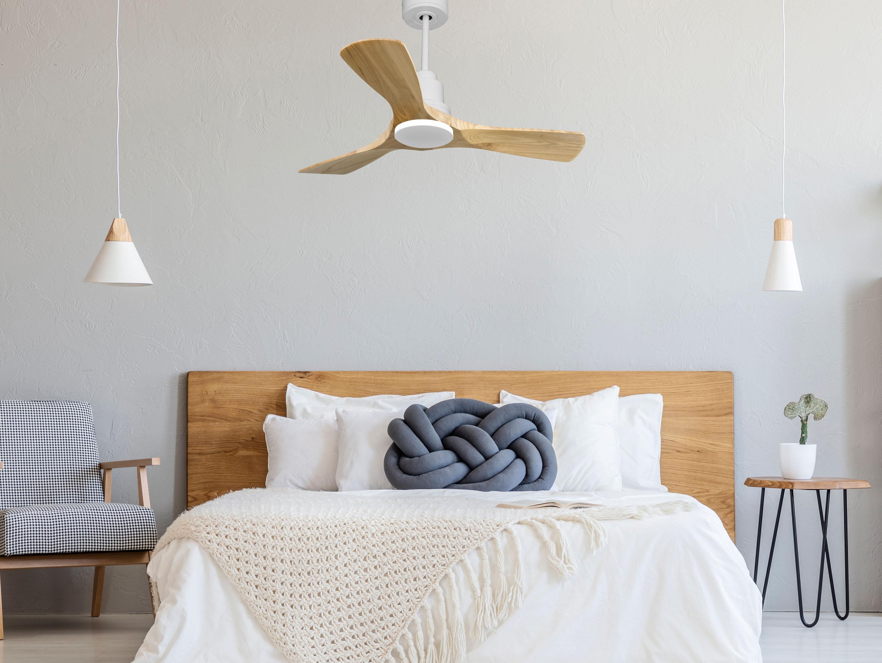 Ventilatore da soffitto Reversibile Termostato Wifi Motore CC Tetti inclinati Telecomando Hypersilence Memoria