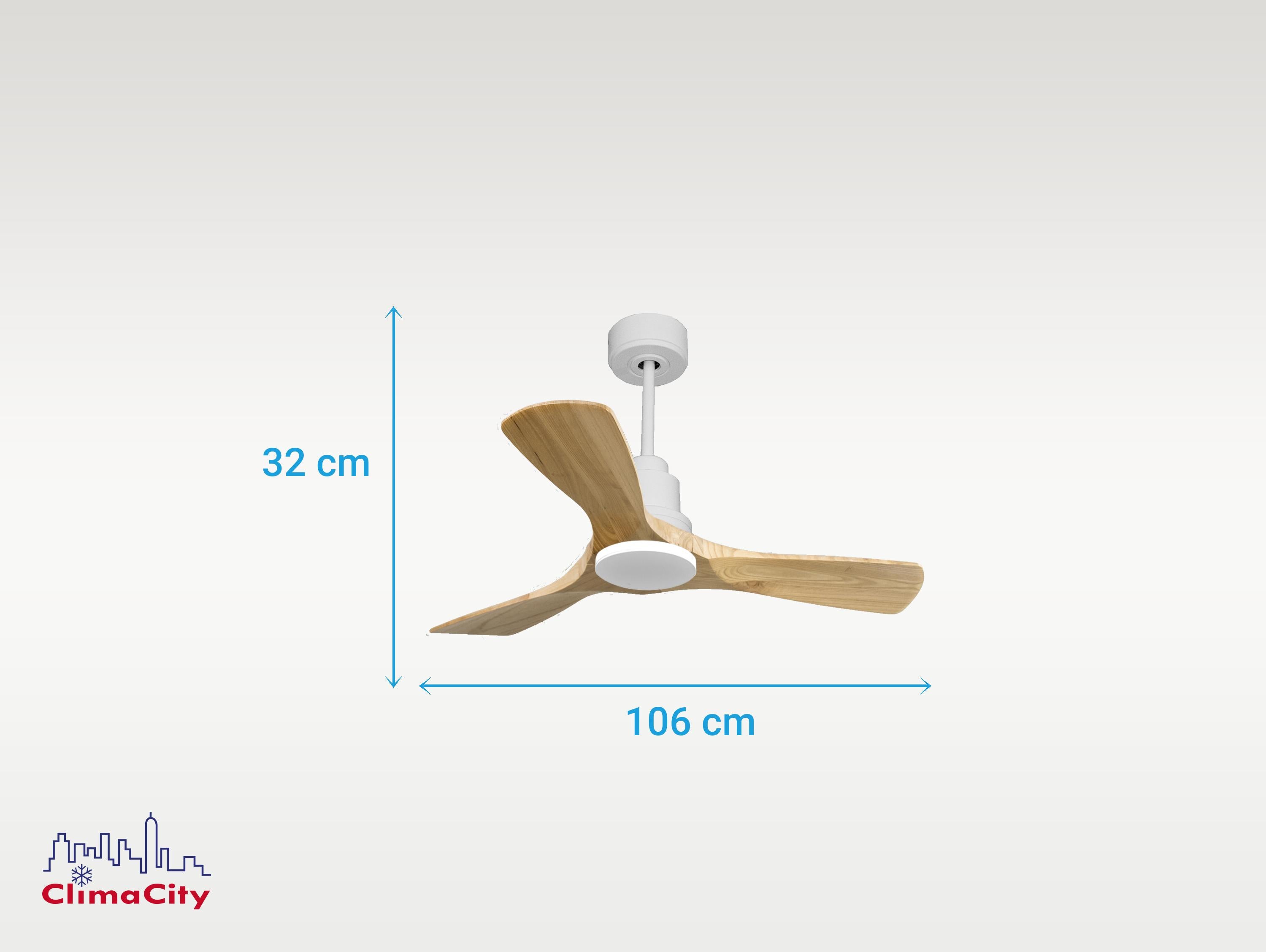 Ventilatore da soffitto Reversibile Termostato Wifi Motore CC Tetti inclinati Telecomando Hypersilence Memoria