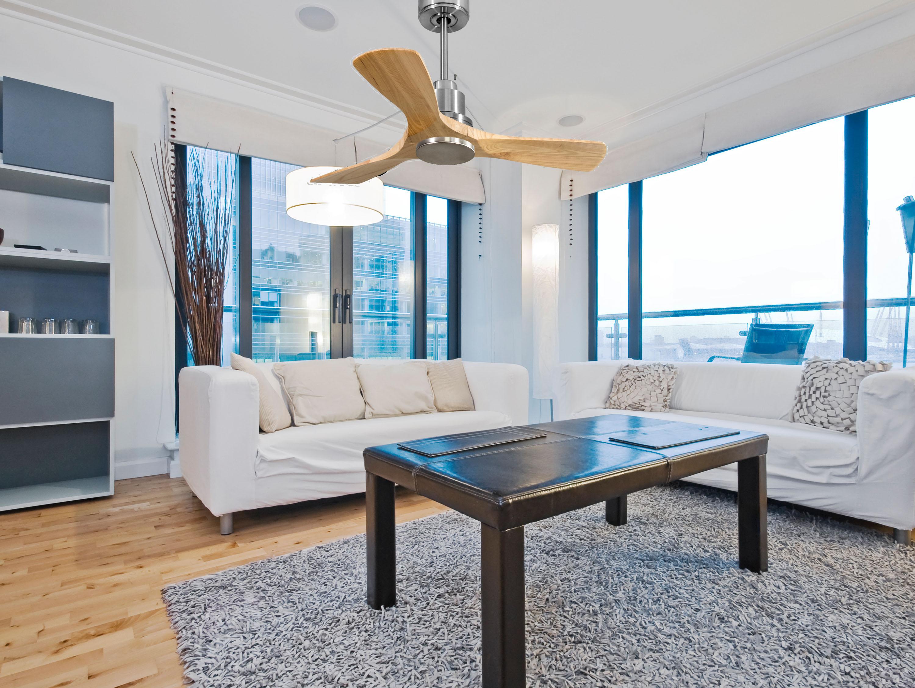 Ventilatore da soffitto Reversibile Termostato Wifi Motore CC Tetti inclinati Telecomando Hypersilence Memoria