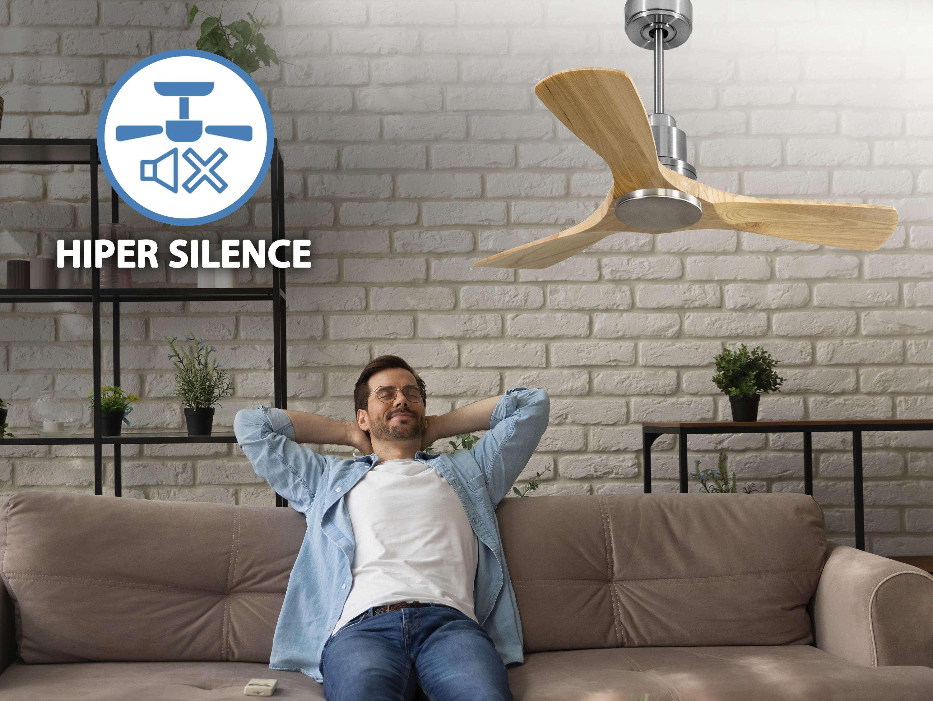 Ventilatore da soffitto Reversibile Termostato Wifi Motore CC Tetti inclinati Telecomando Hypersilence Memoria