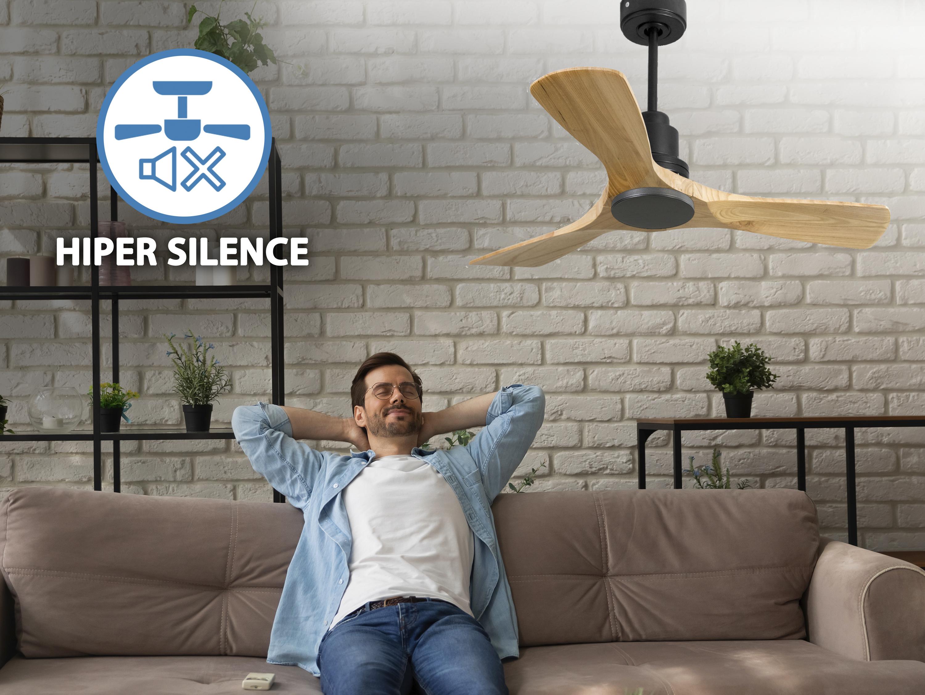 Ventilatore da soffitto Reversibile Termostato Wifi Motore CC Tetti inclinati Telecomando Hypersilence Memoria