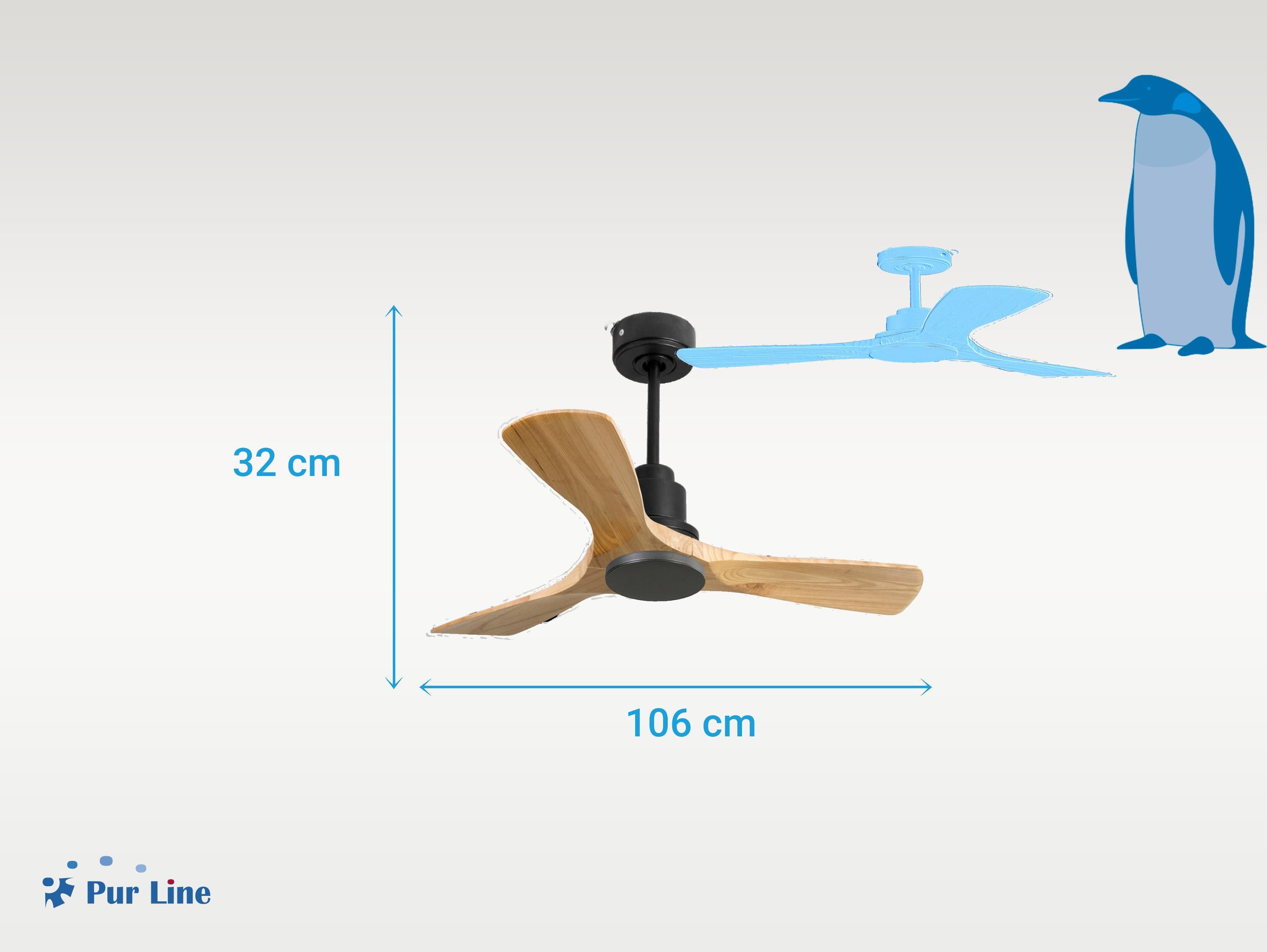 Ventilatore da soffitto Reversibile Termostato Wifi Motore CC Tetti inclinati Telecomando Hypersilence Memoria