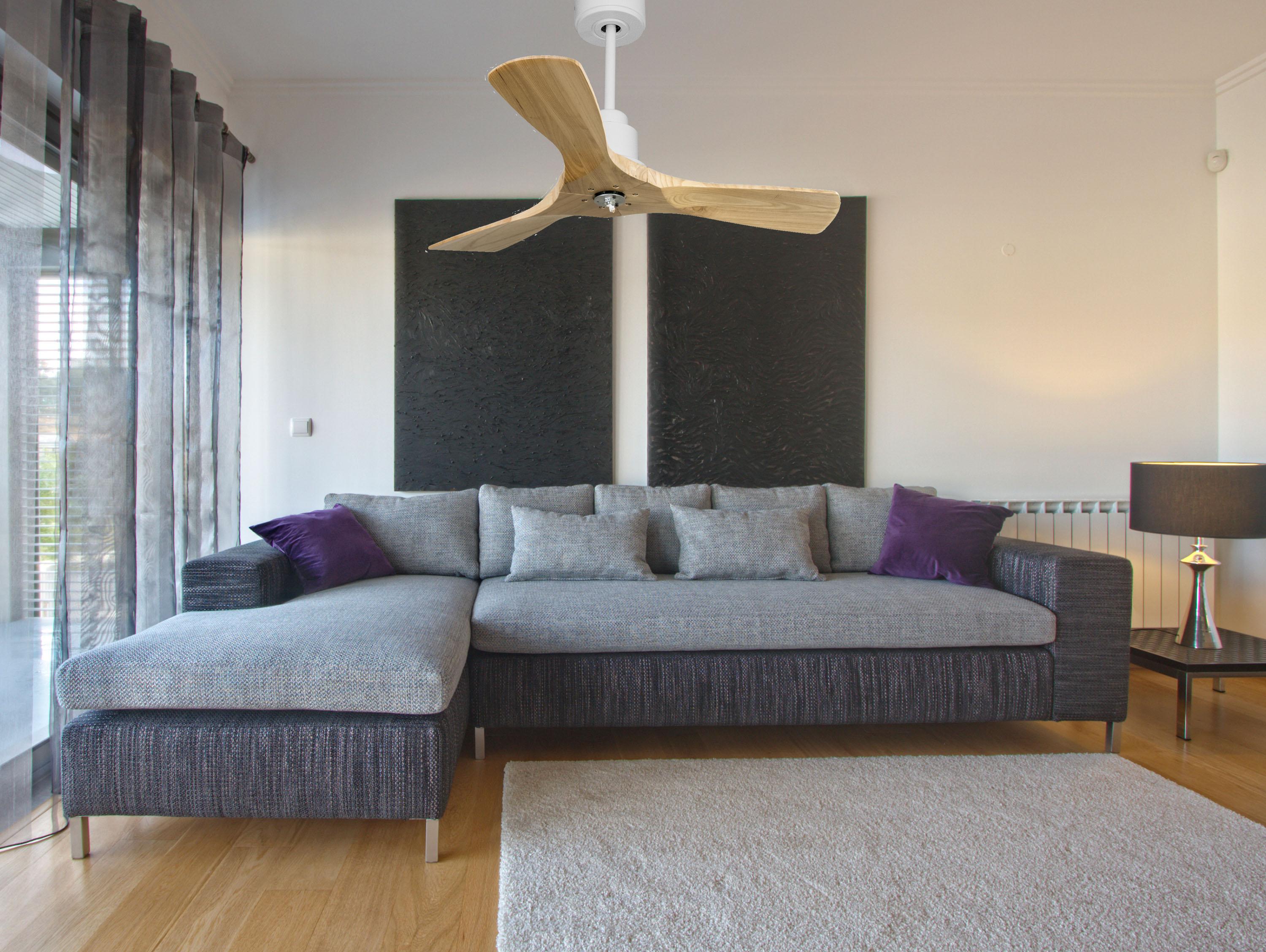 Ventilatore da soffitto Reversibile Termostato Dimmabile Wifi Motore CC Tetti inclinati Telecomando Luce a tre toni Hypersilence Memoria Shopify Vendible (AUTOMATICO)