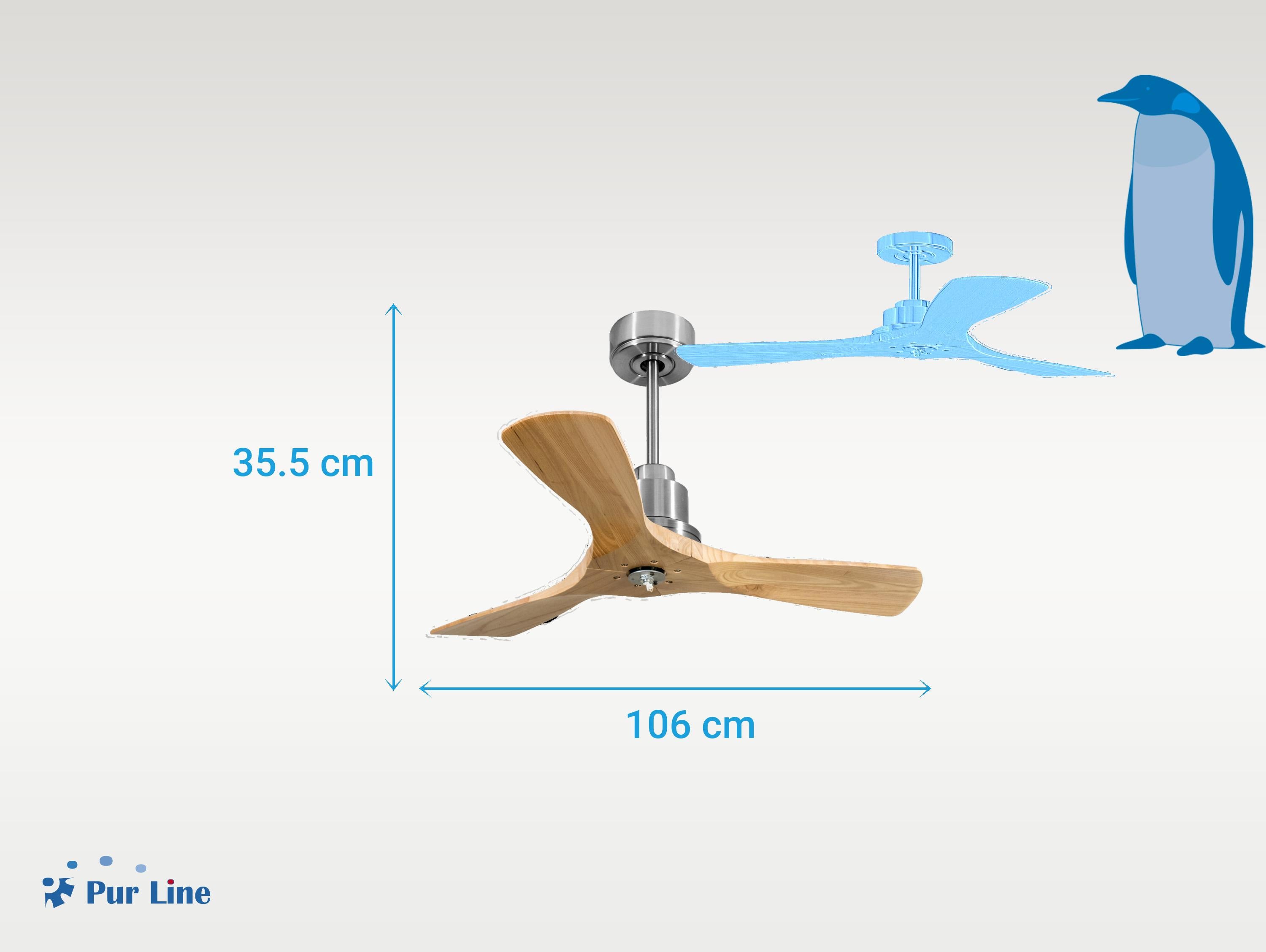 Ventilatore da soffitto Reversibile Termostato Dimmabile Wifi Motore CC Tetti inclinati Telecomando Luce a tre toni Hypersilence Memoria Shopify Vendible (AUTOMATICO)