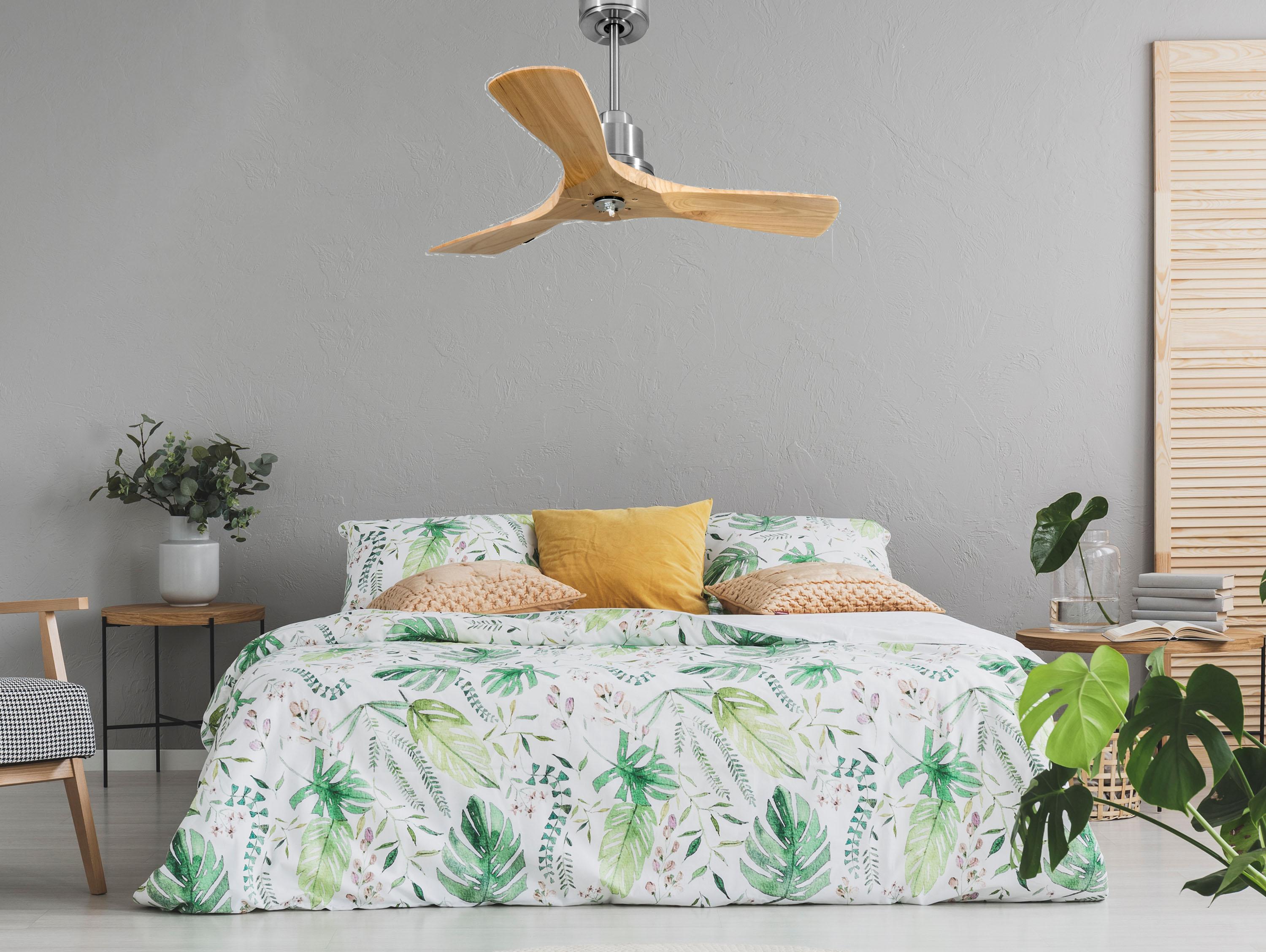 Ventilatore da soffitto Reversibile Termostato Dimmabile Wifi Motore CC Tetti inclinati Telecomando Luce a tre toni Hypersilence Memoria Shopify Vendible (AUTOMATICO)
