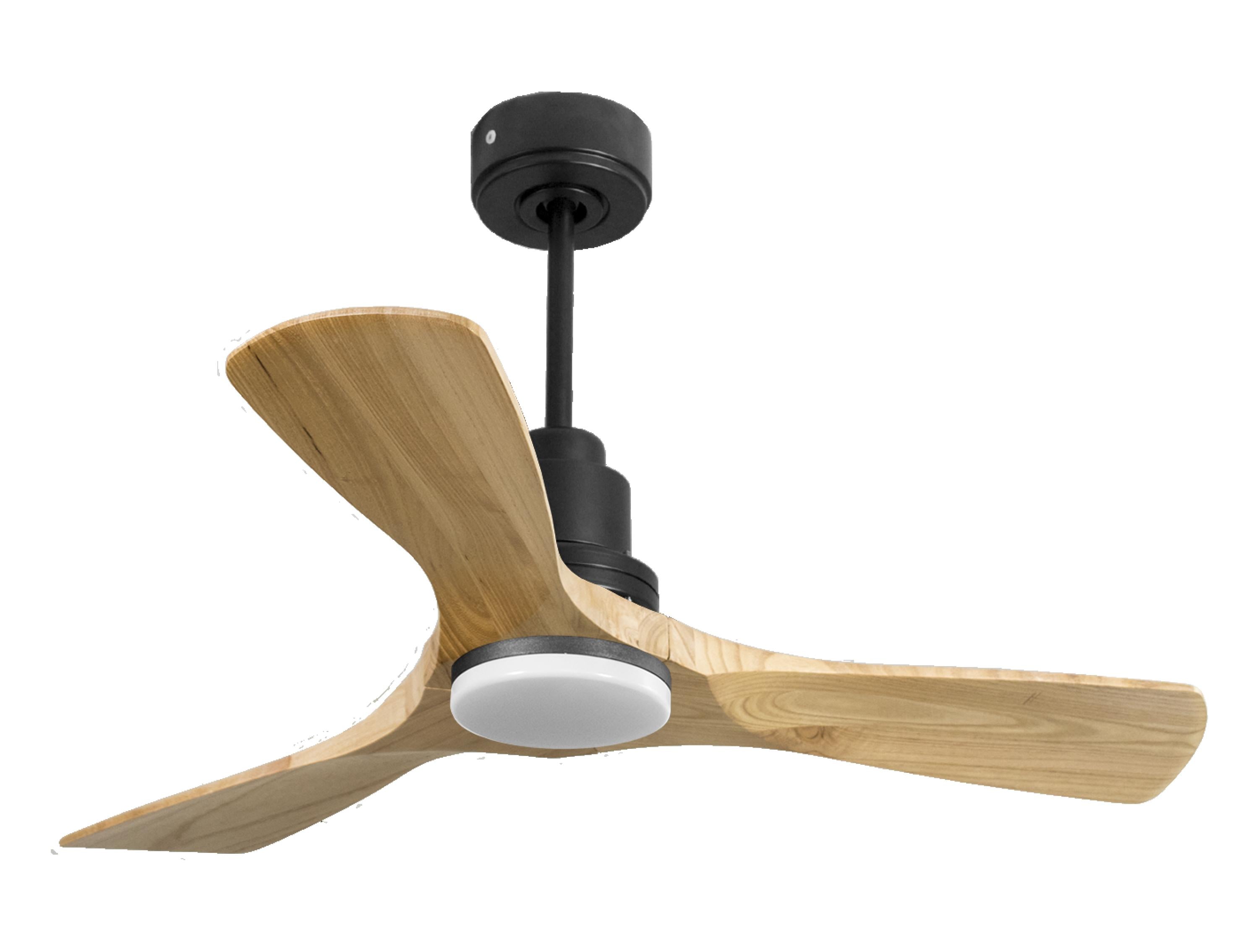 Ventilatore da soffitto Reversibile Termostato Dimmabile Wifi Motore CC Tetti inclinati Telecomando Luce a tre toni Hypersilence Memoria