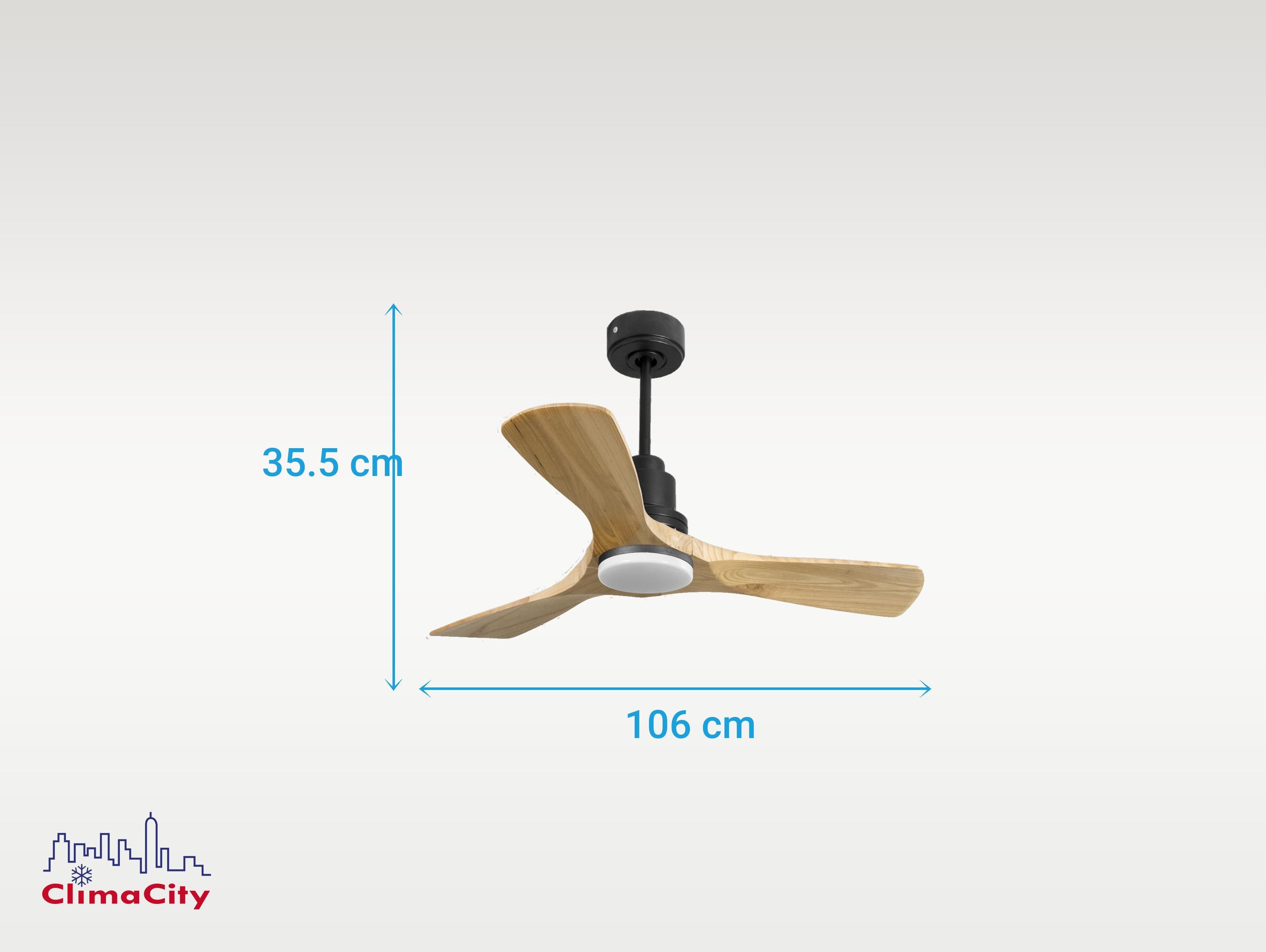 Ventilatore da soffitto Reversibile Termostato Dimmabile Wifi Motore CC Tetti inclinati Telecomando Luce a tre toni Hypersilence Memoria